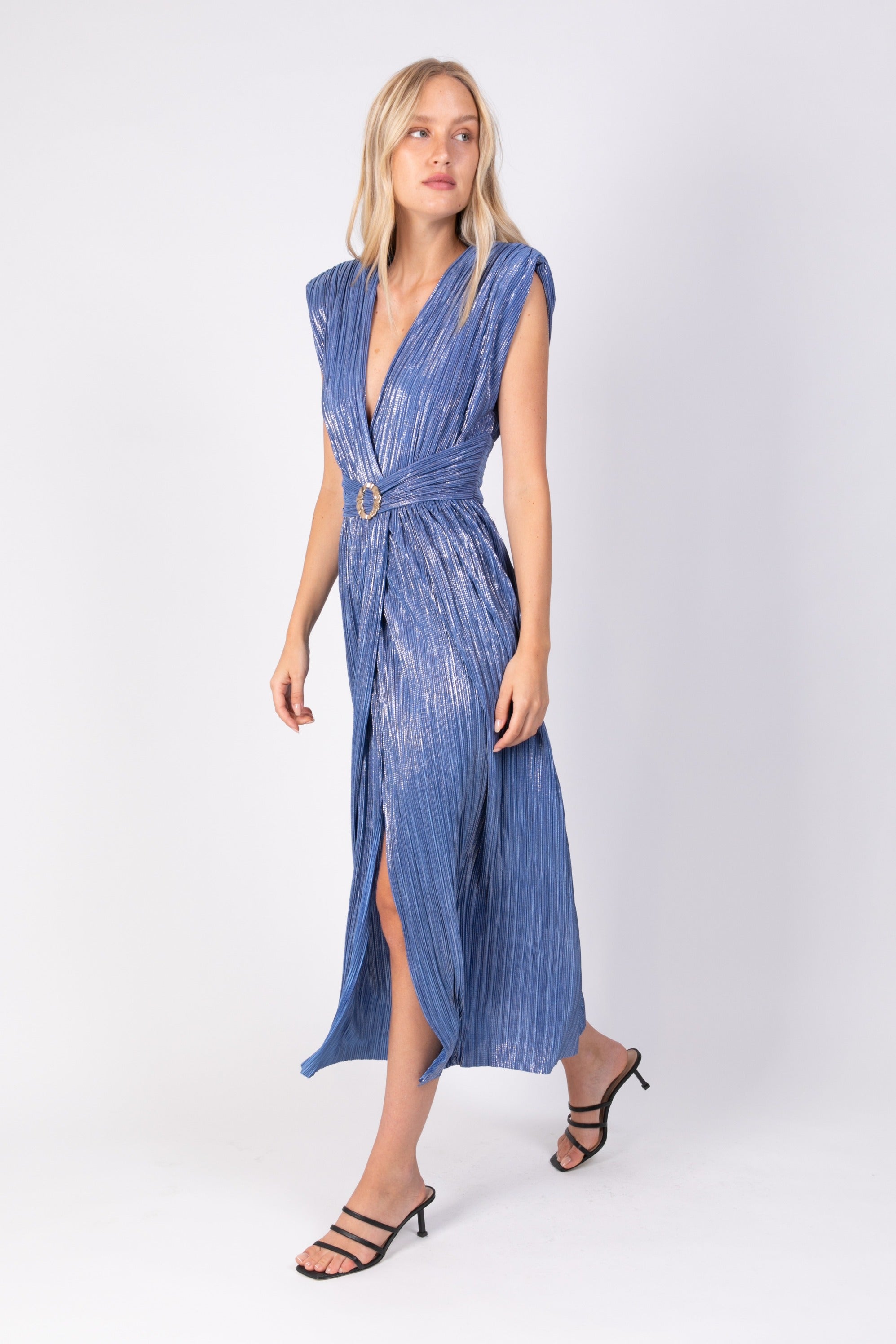 SABINA MUSAYEV - pleated_knit_w_foil_blue_ss_22