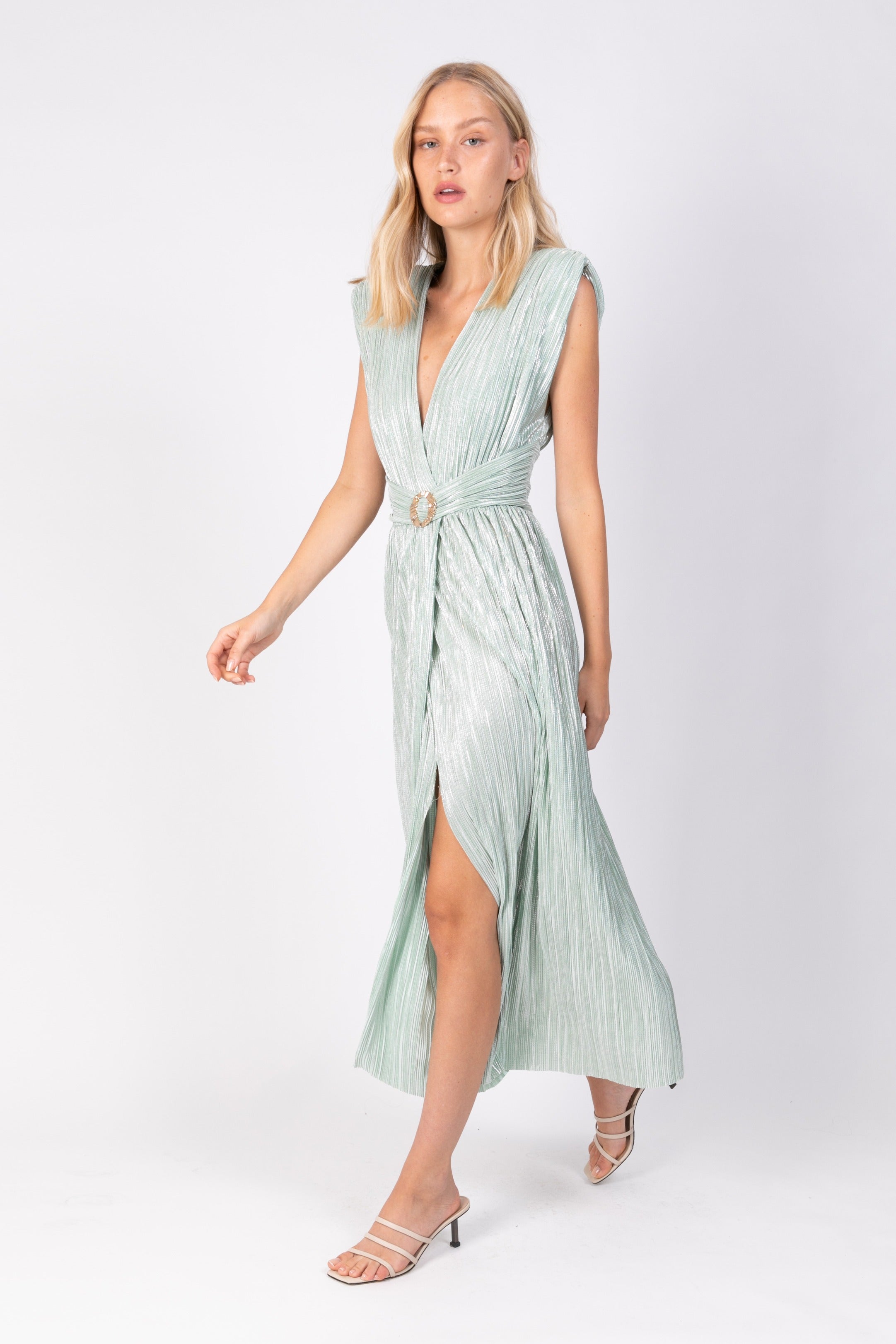SABINA MUSAYEV - pleated_knit_w_foil_mint_ss_22
