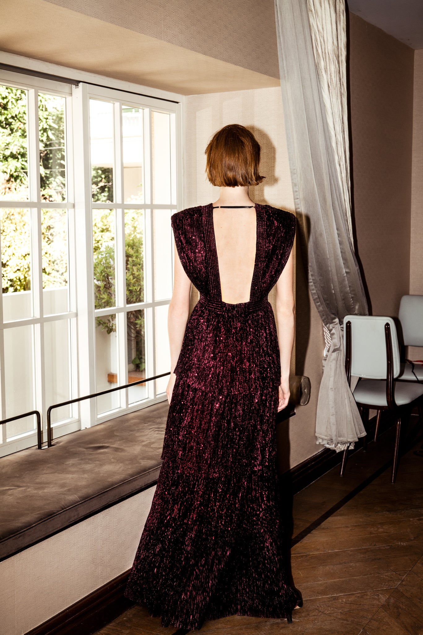 SABINA MUSAYEV - pleated_lurex_knit_with_sequins_garnet
