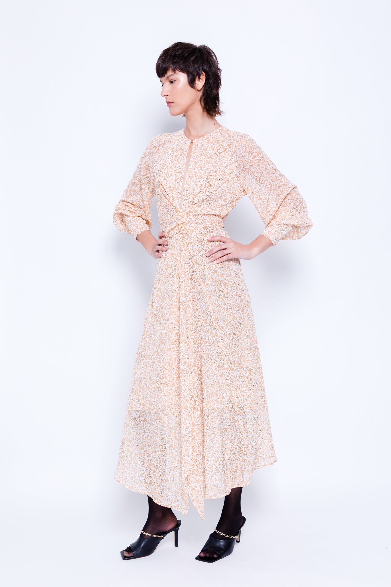 SABINA MUSAYEV - printed_chiffon_w._dewdrop_white_w._yellow