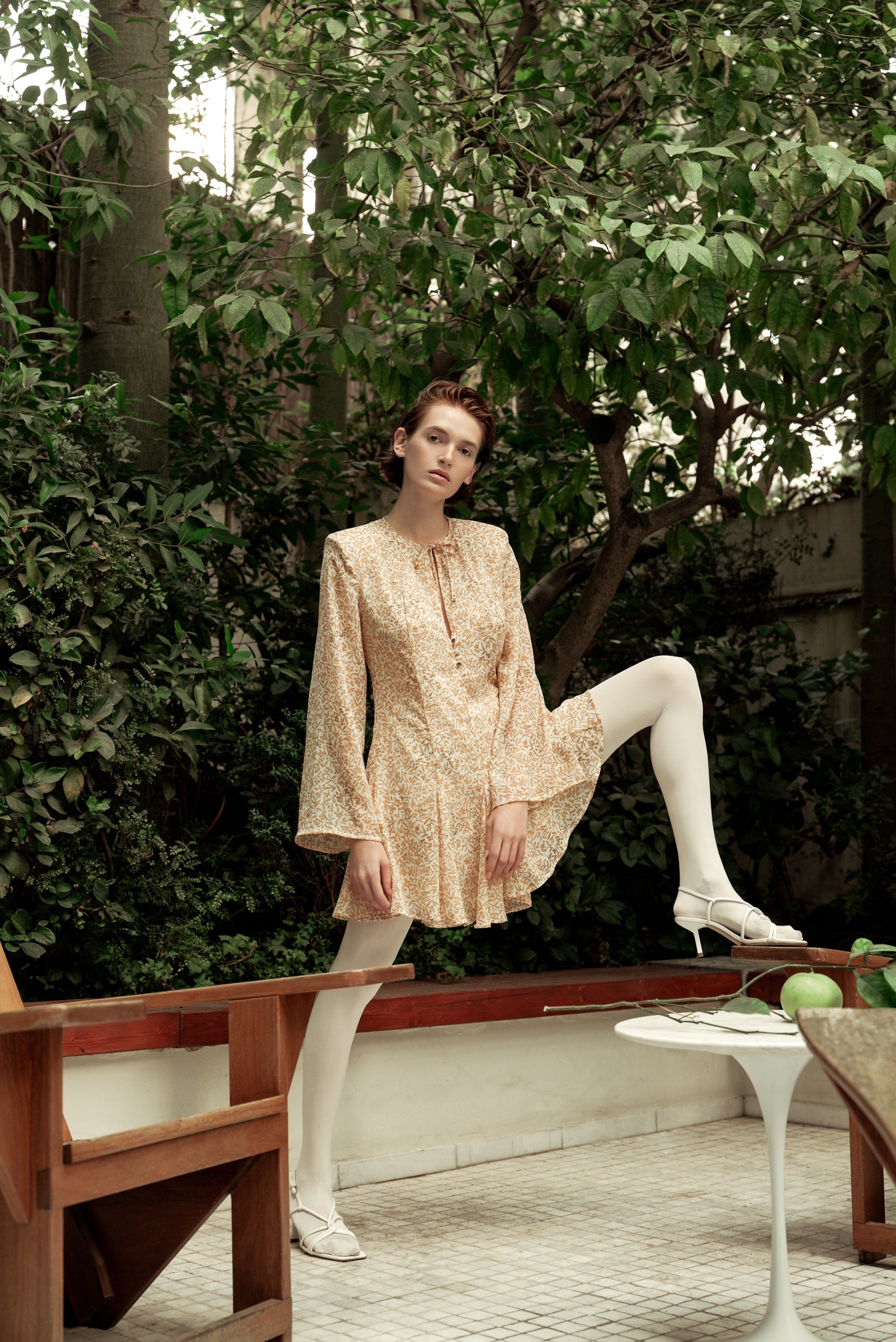 SABINA MUSAYEV - printed_chiffon_w._dewdrop_white_w._yellow