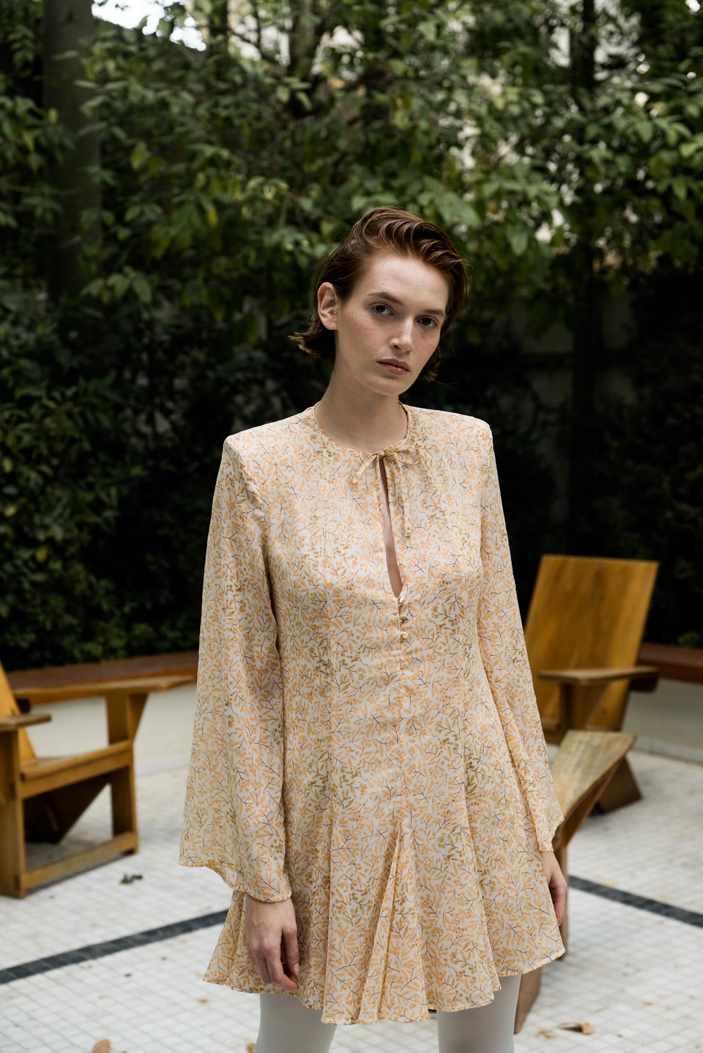 SABINA MUSAYEV - printed_chiffon_w._dewdrop_white_w._yellow