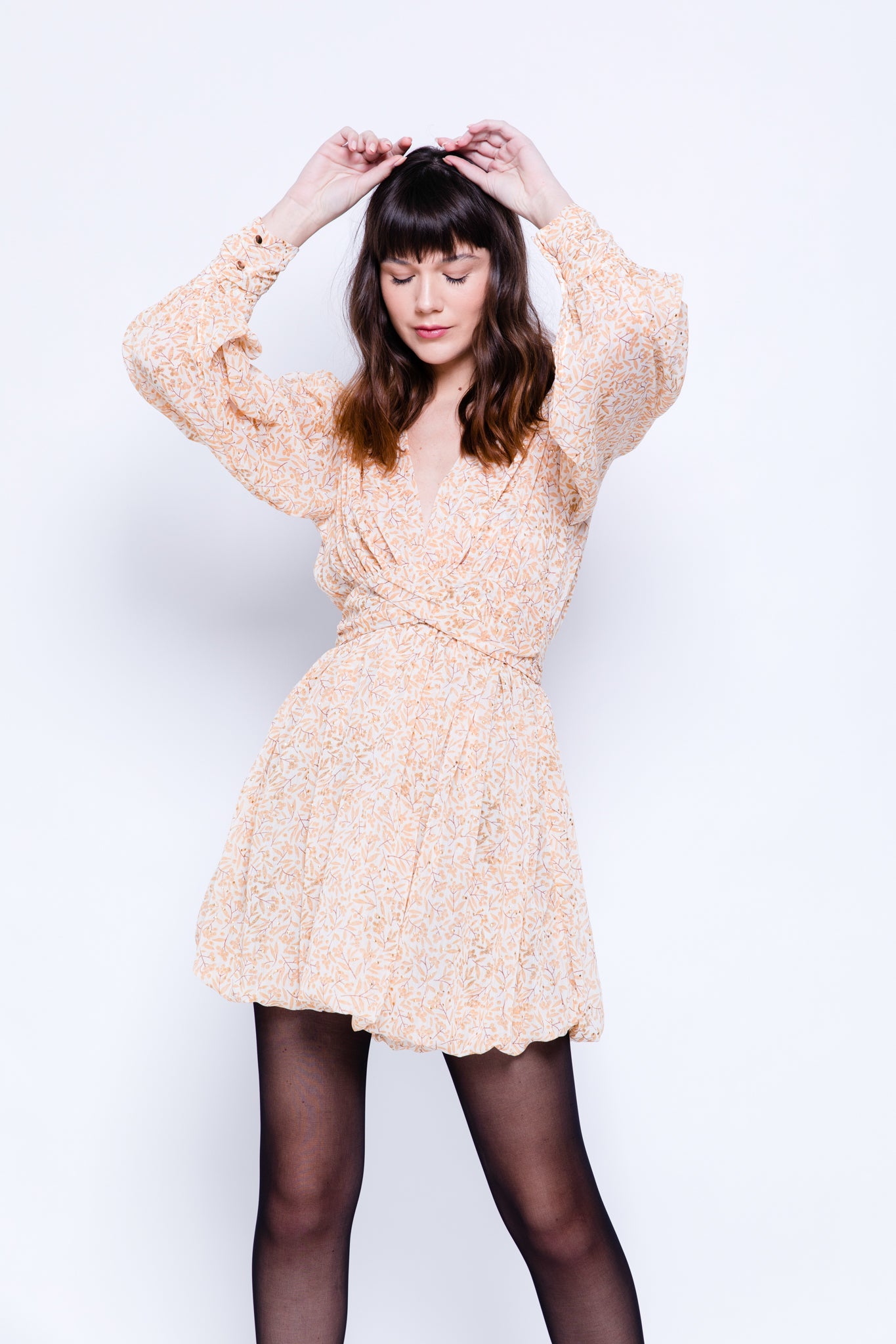 SABINA MUSAYEV - printed_chiffon_w._dewdrop_white_w._yellow