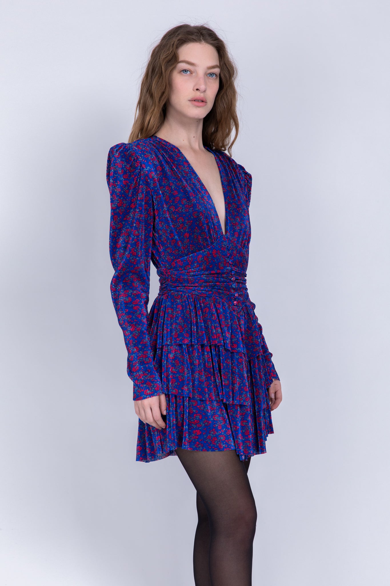 SABINA MUSAYEV - printed_pleated_knit_blue