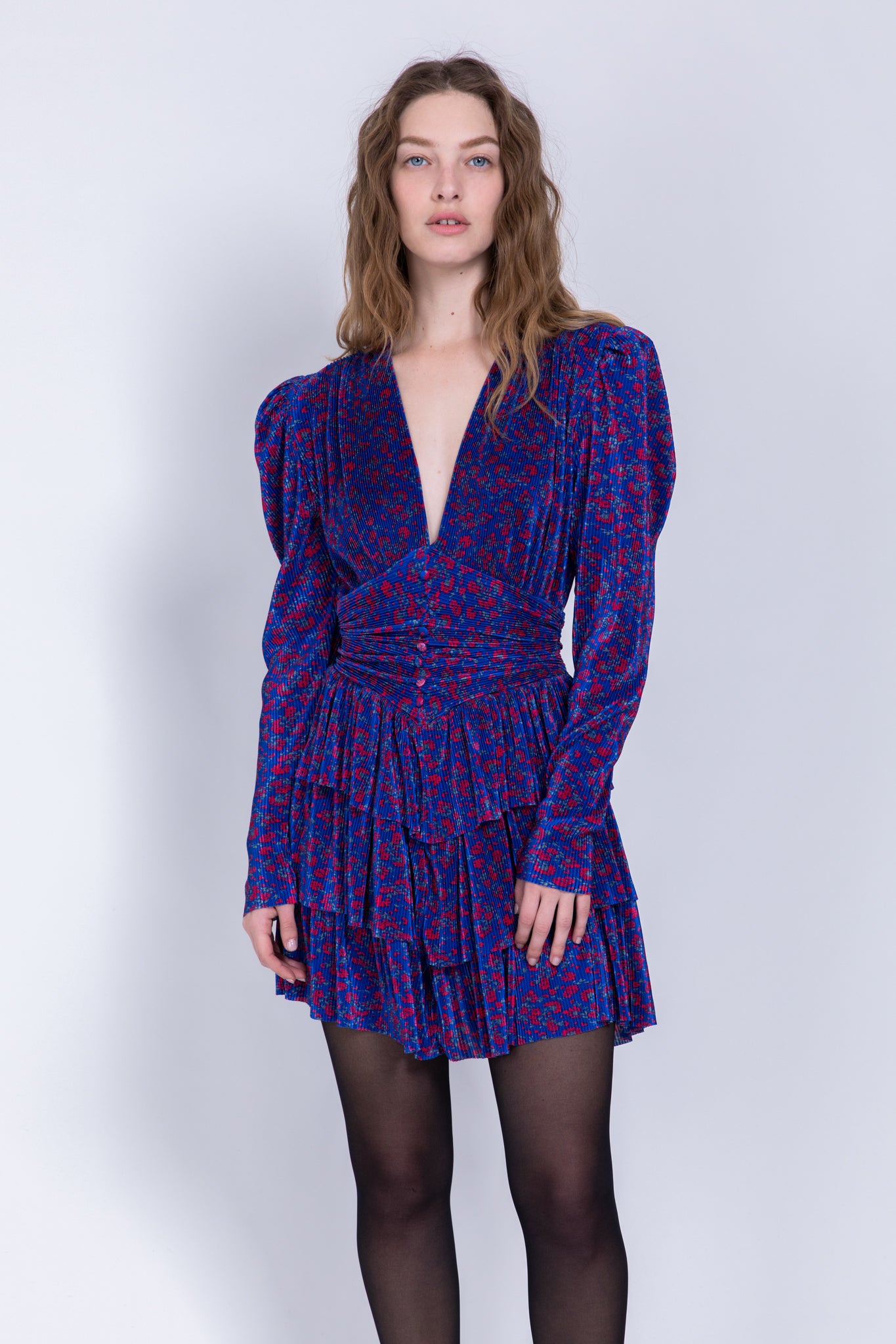 SABINA MUSAYEV - printed_pleated_knit_blue