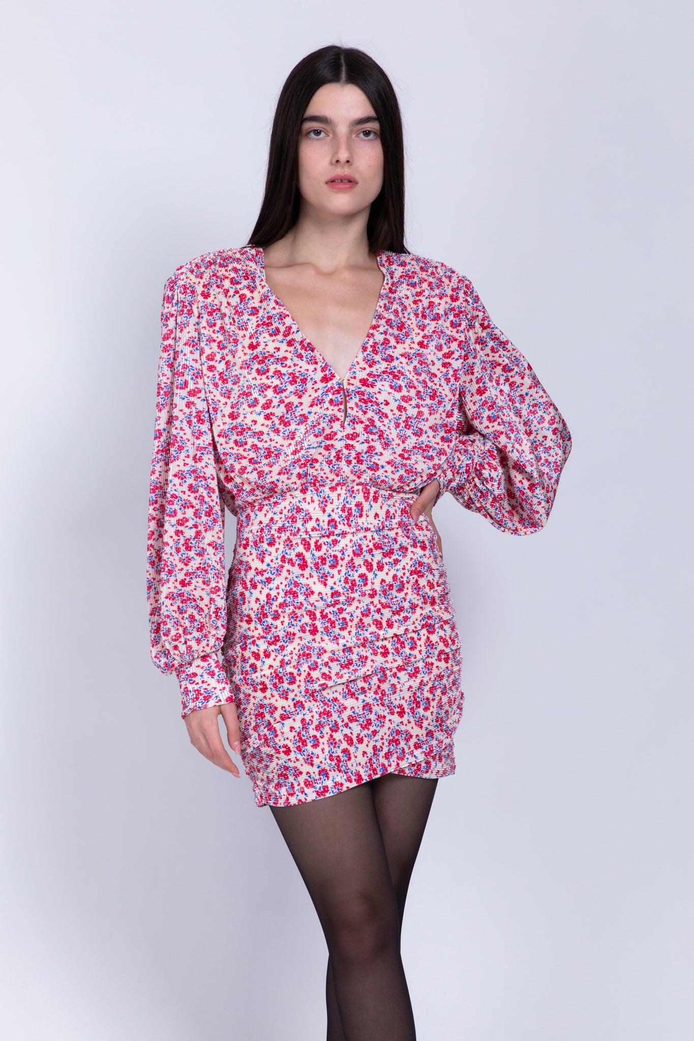 SABINA MUSAYEV - printed_pleated_knit_ivory