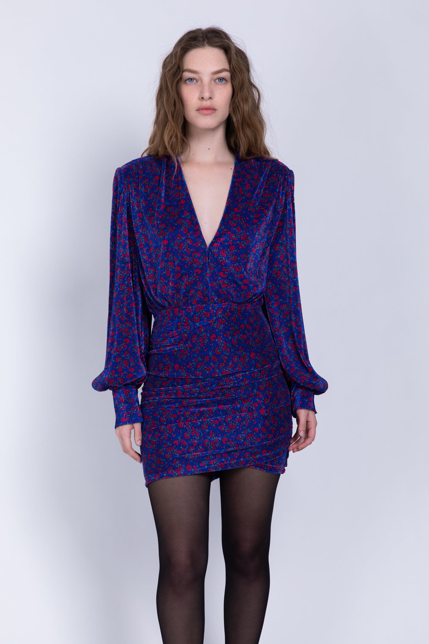 SABINA MUSAYEV - printed_pleated_knit_blue