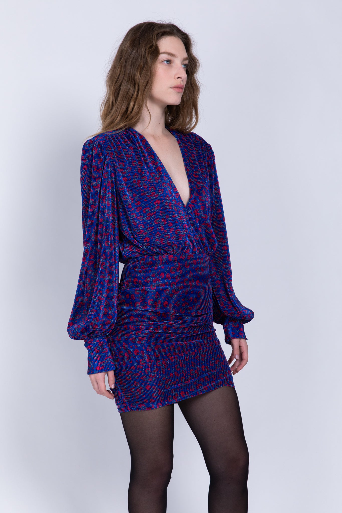 SABINA MUSAYEV - printed_pleated_knit_blue