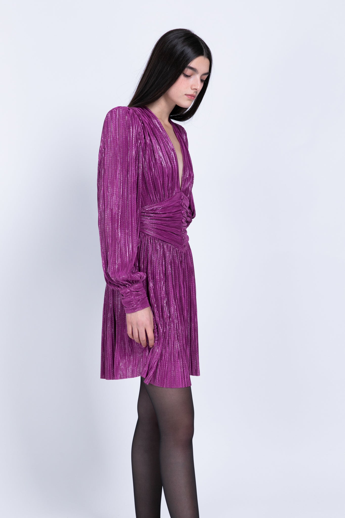 SABINA MUSAYEV - pleated_knit_w_foil_purple