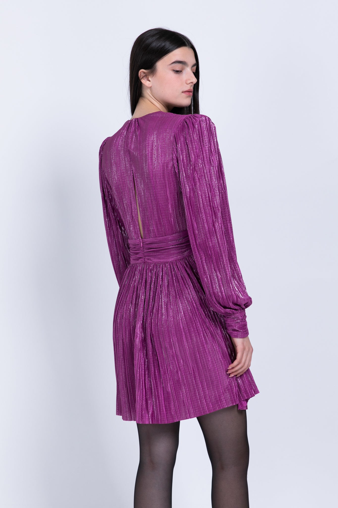 SABINA MUSAYEV - pleated_knit_w_foil_purple