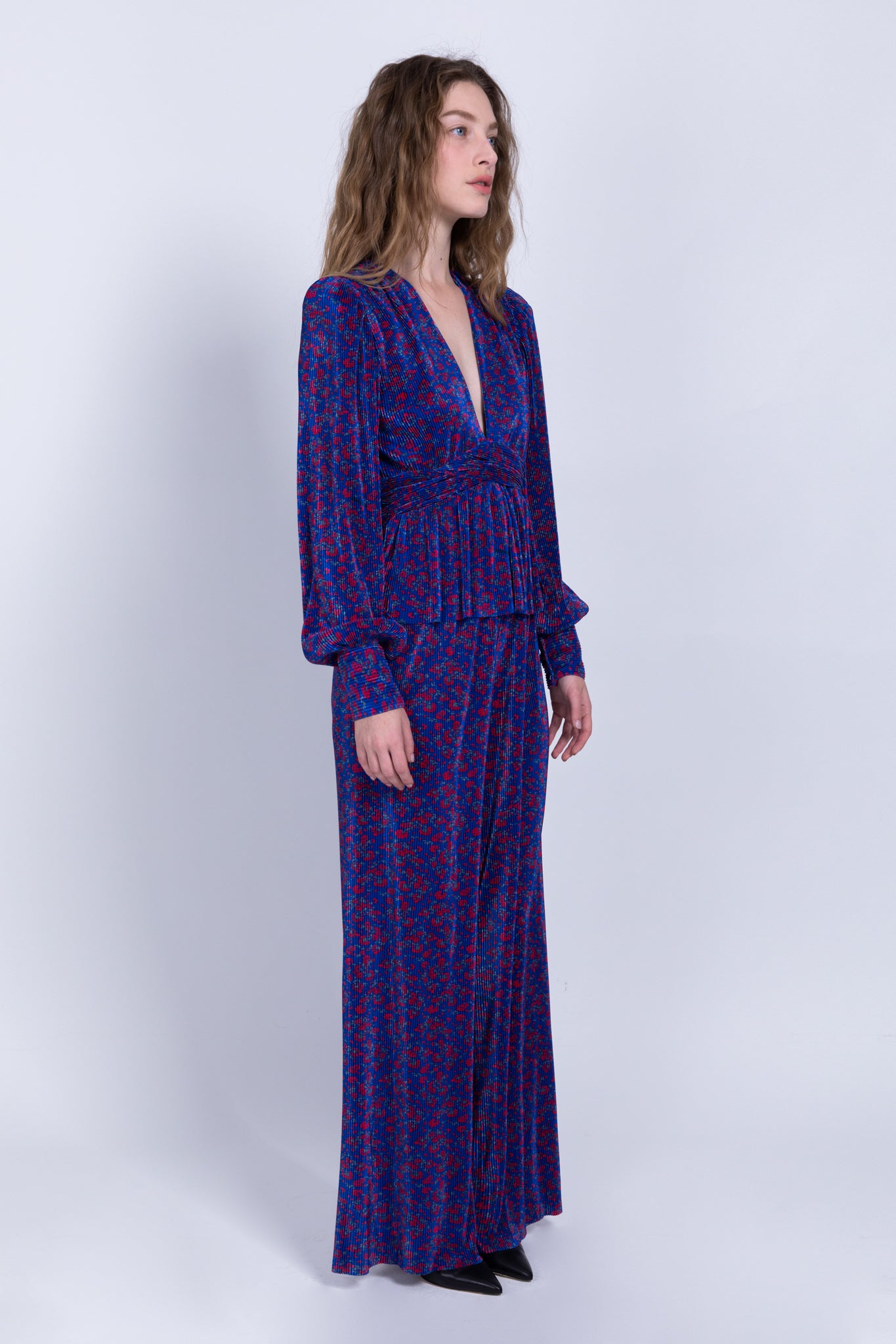 SABINA MUSAYEV - printed_pleated_knit_blue