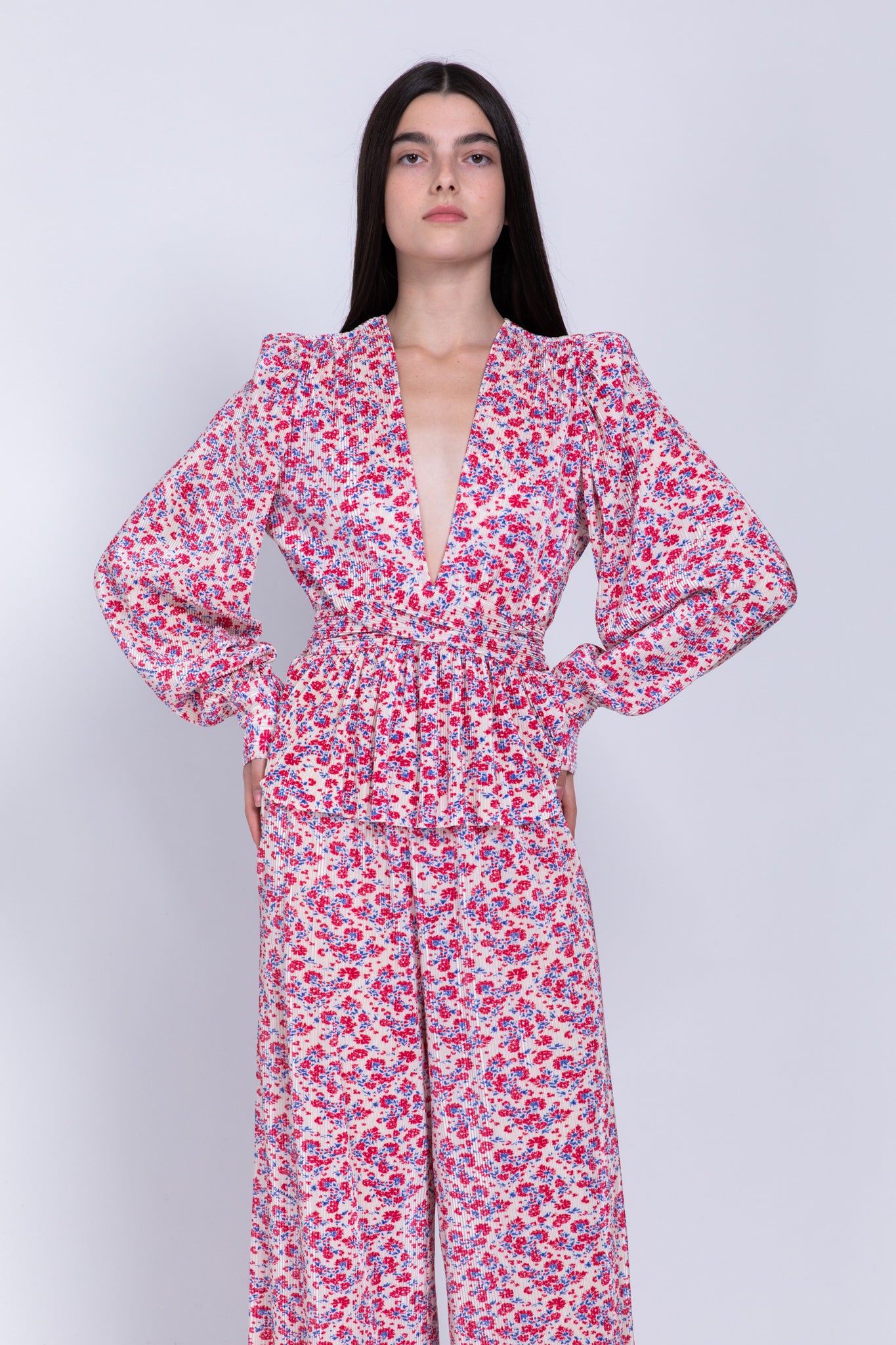 SABINA MUSAYEV - printed_pleated_knit_ivory
