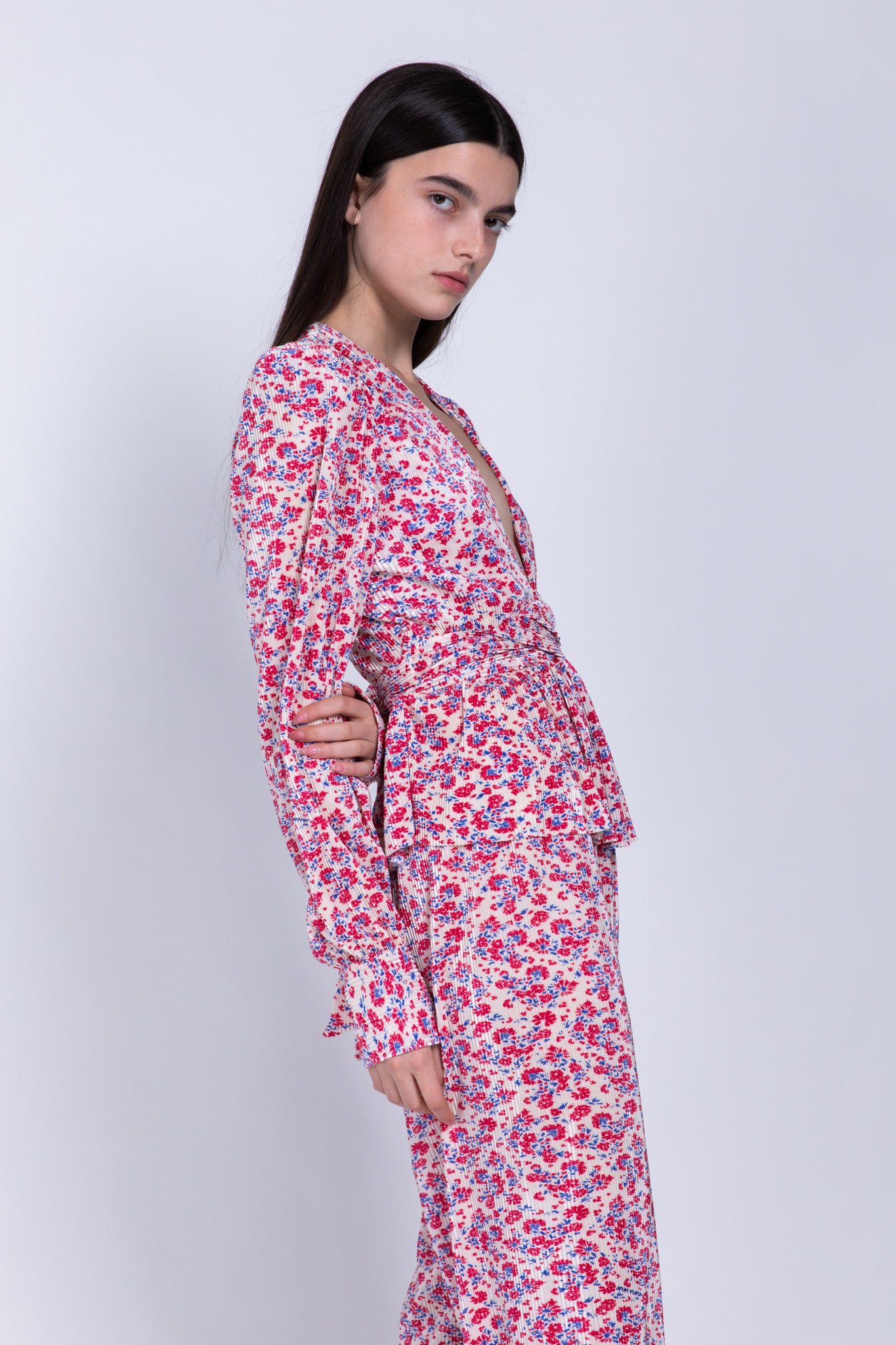 SABINA MUSAYEV - printed_pleated_knit_ivory