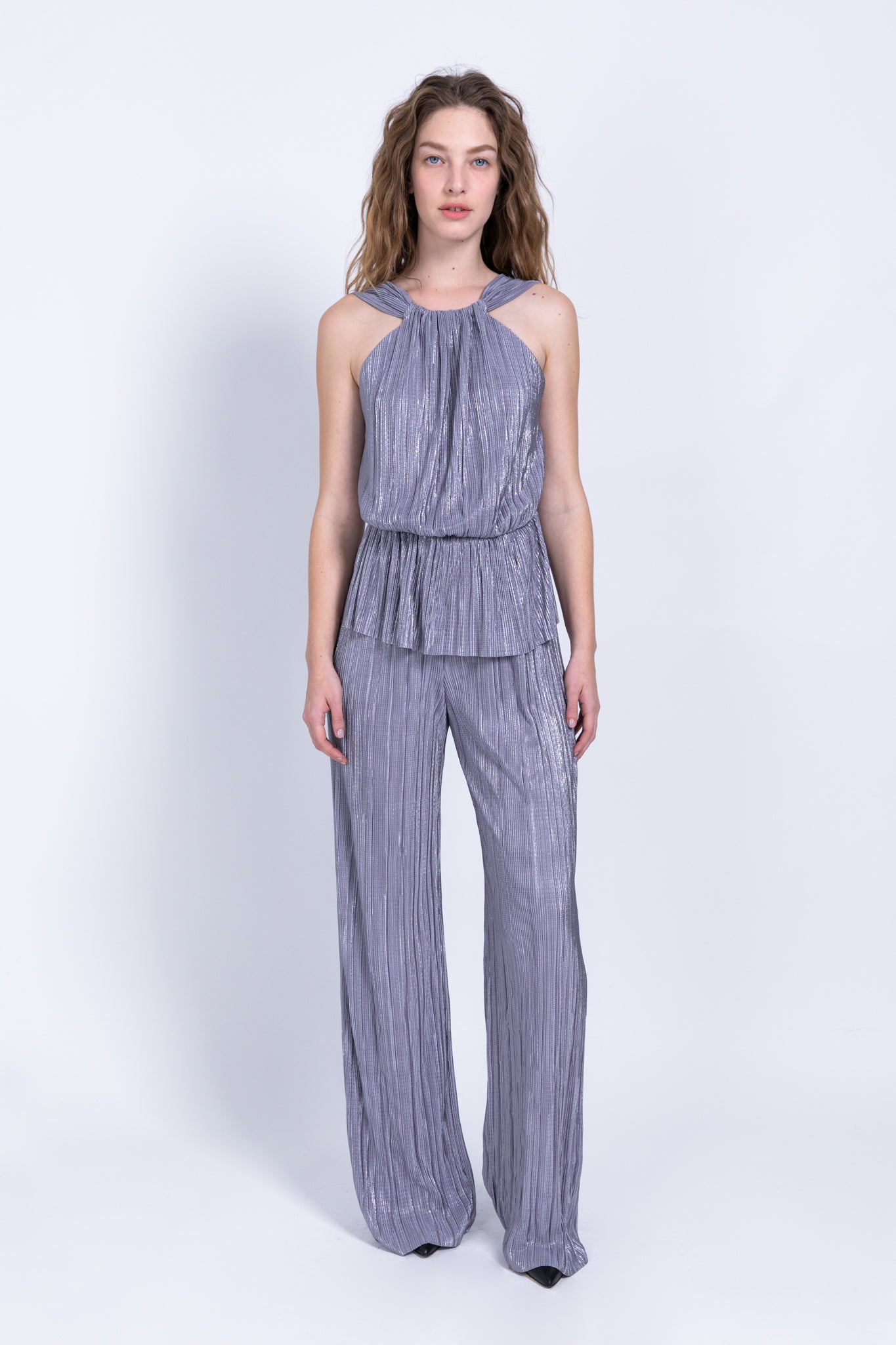 SABINA MUSAYEV - pleated_knit_w_foil_grey