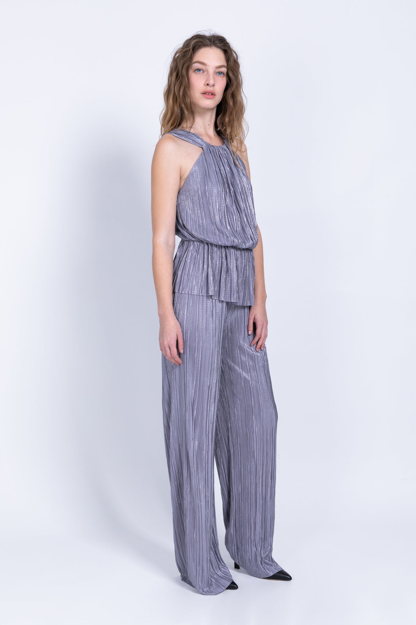 SABINA MUSAYEV - pleated_knit_w_foil_grey