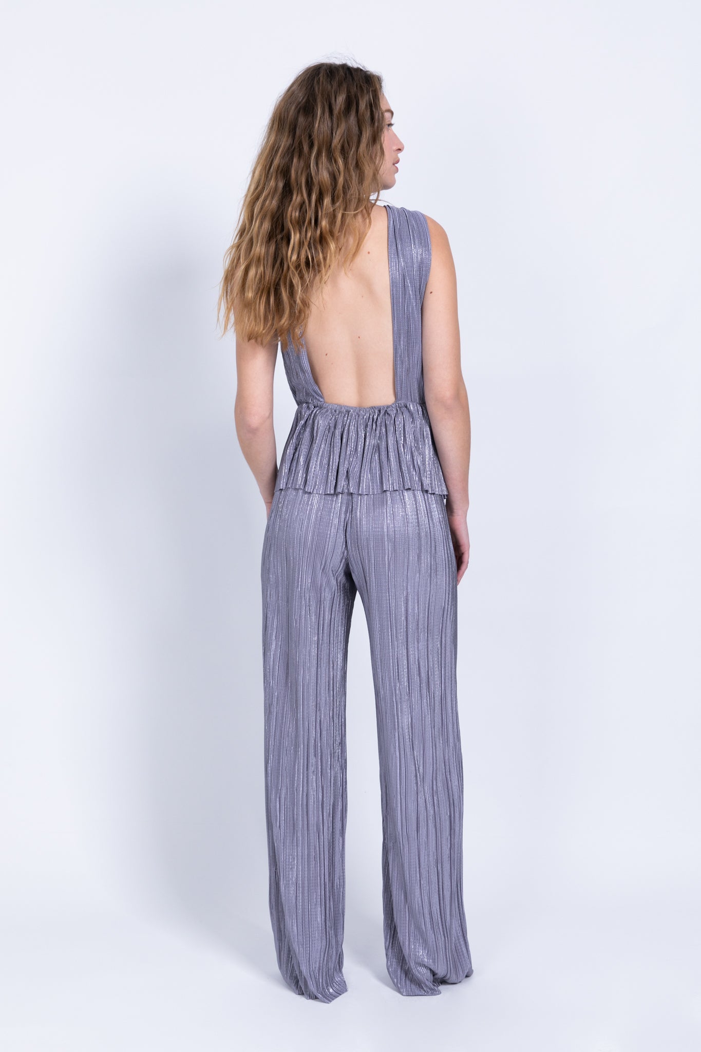 SABINA MUSAYEV - pleated_knit_w_foil_grey