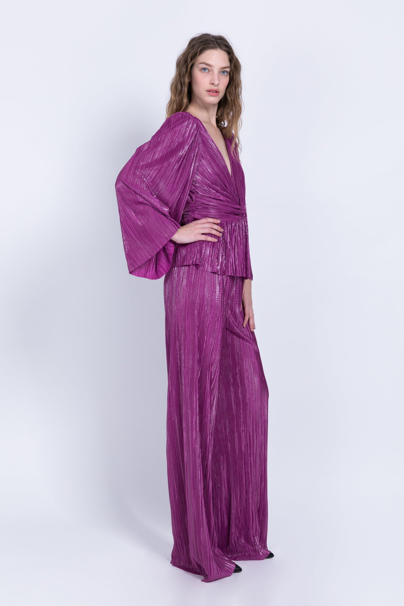 SABINA MUSAYEV - pleated_knit_w_foil_purple