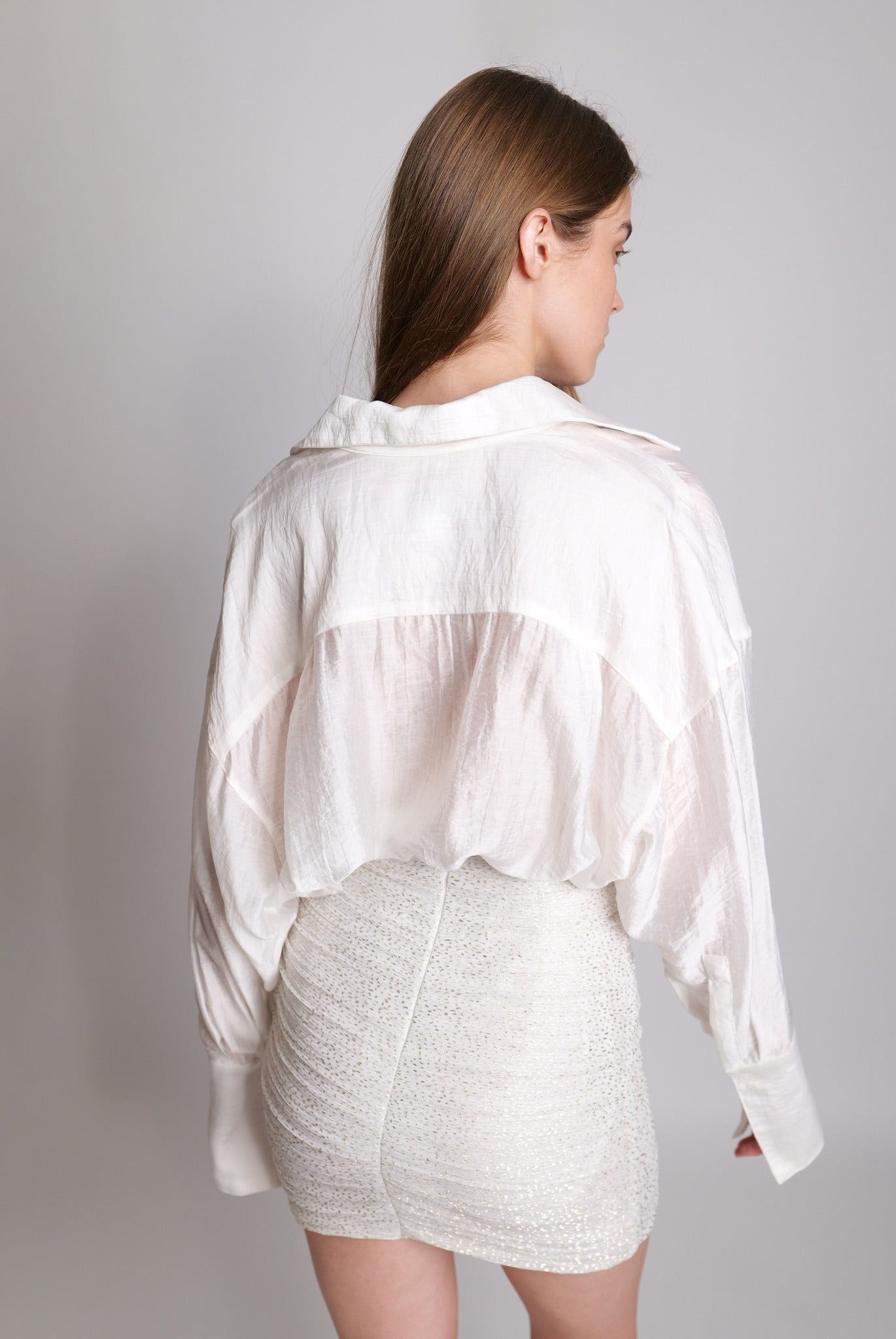 SABINA MUSAYEV - pleated_knit_w_speckled_foil_white