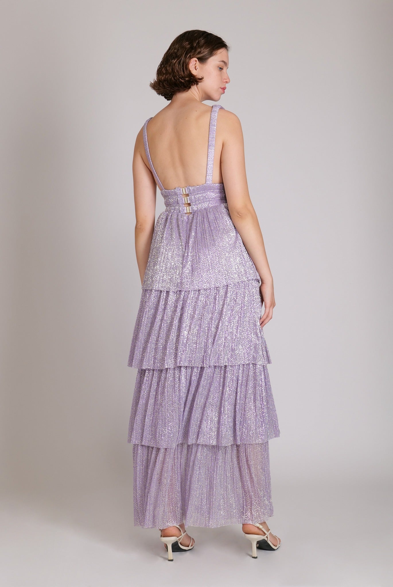 SABINA MUSAYEV - pleated_knit_w_speckled_foil_lilac