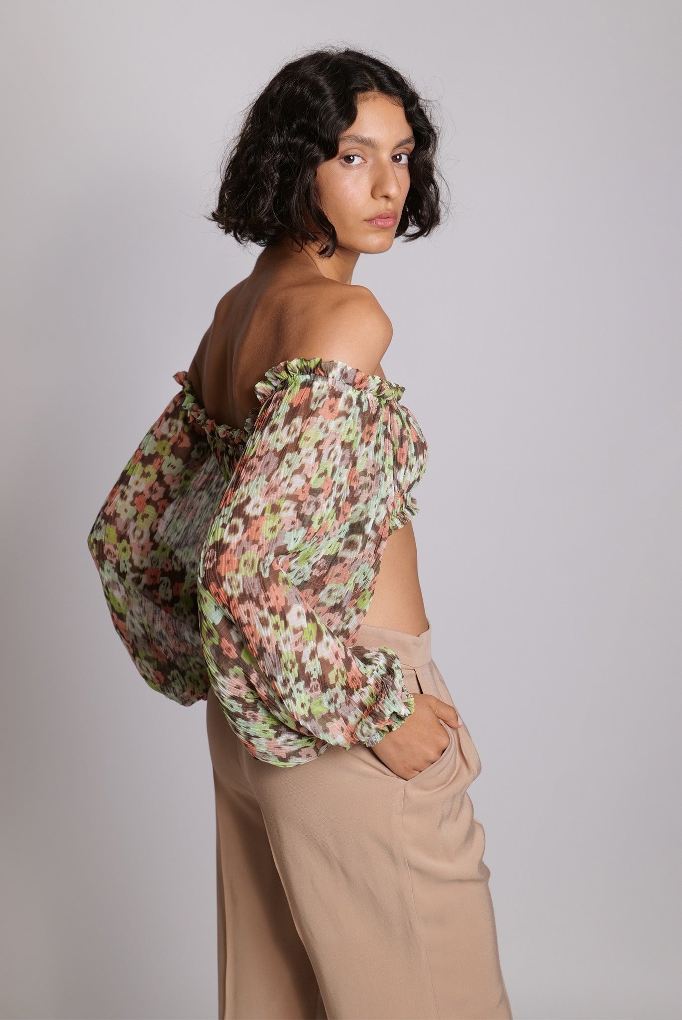 SABINA MUSAYEV - bloom_field_pleated_chiffon_peach