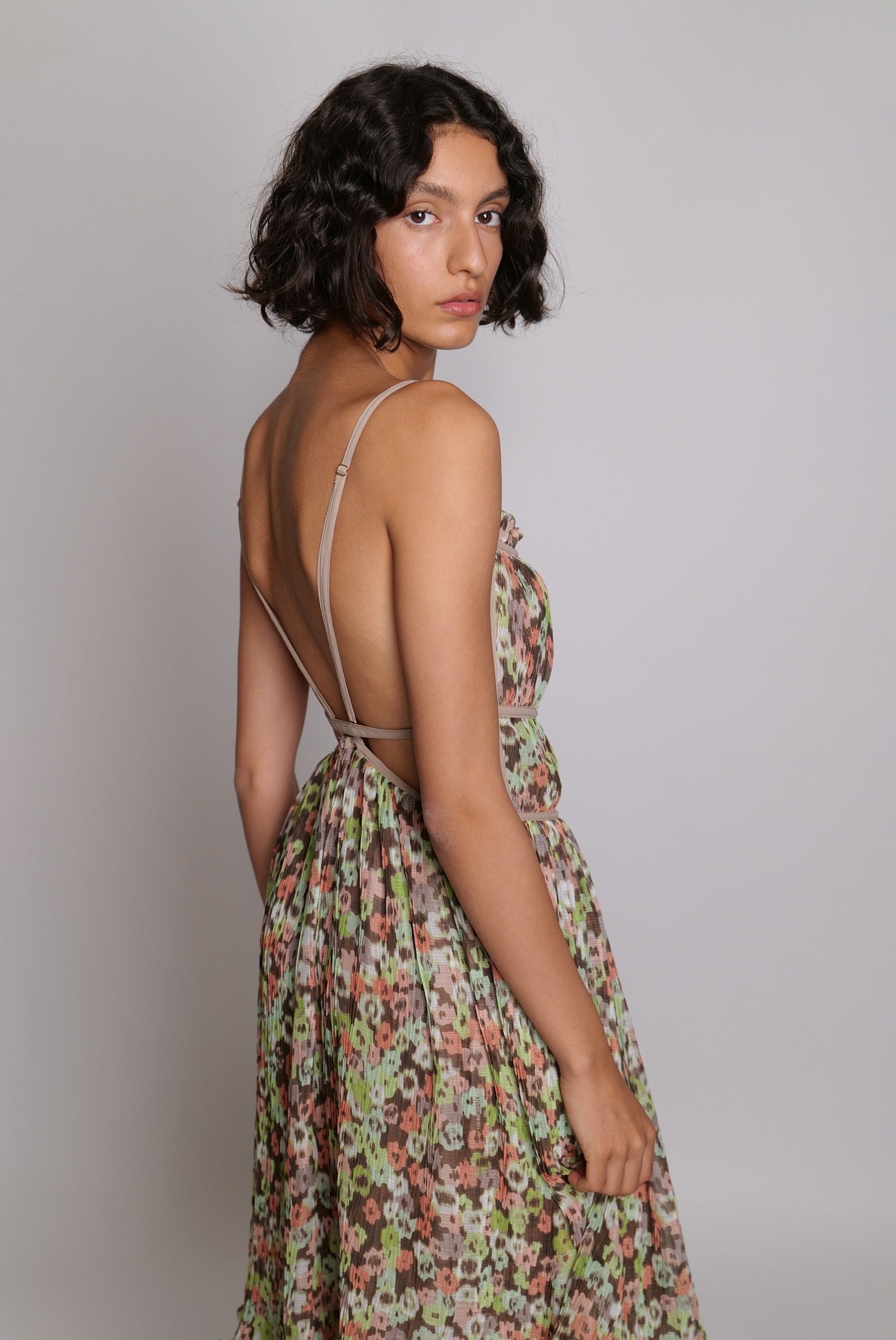 SABINA MUSAYEV - bloom_field_pleated_chiffon_peach