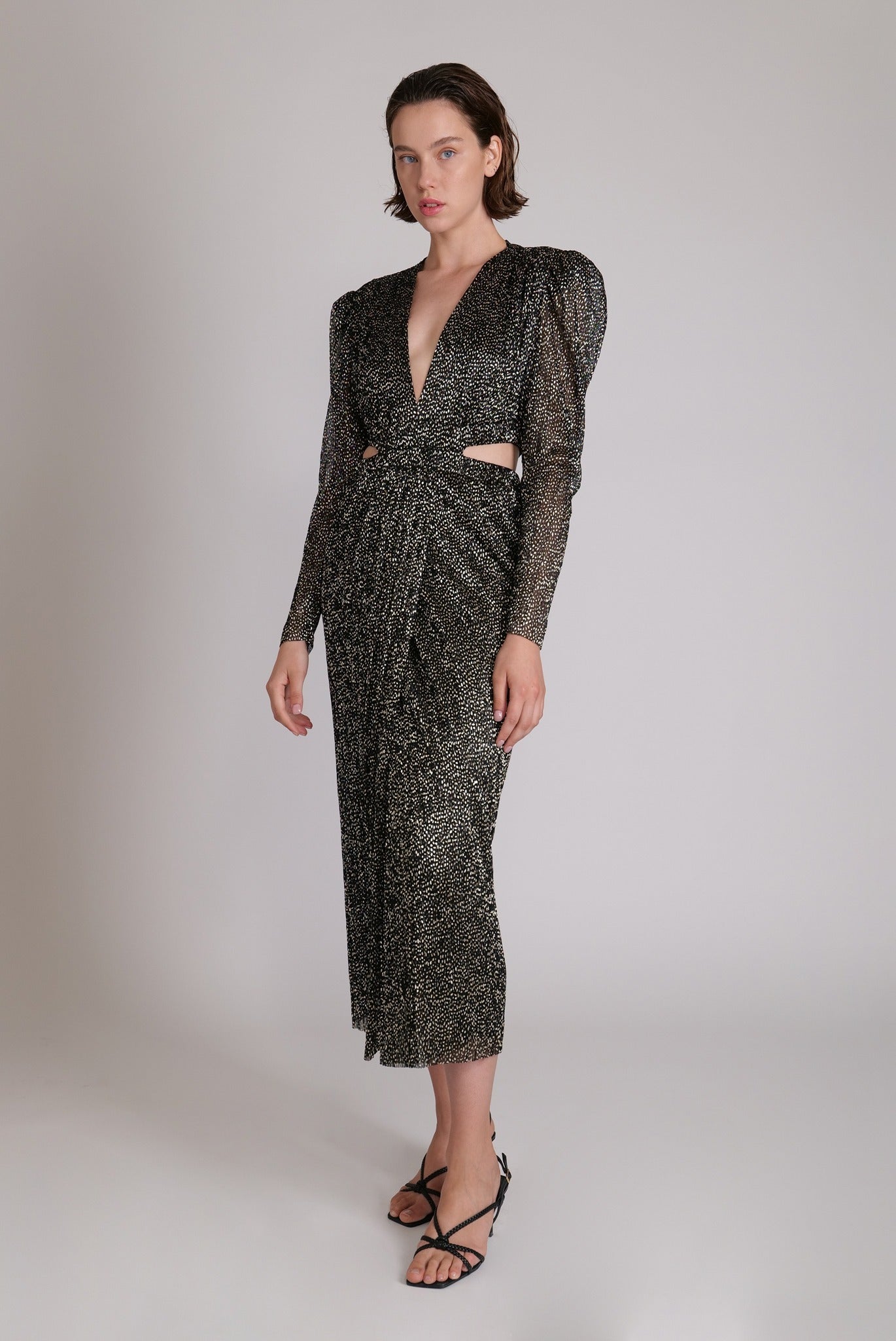 SABINA MUSAYEV - pleated_knit_w_speckled_foil_black