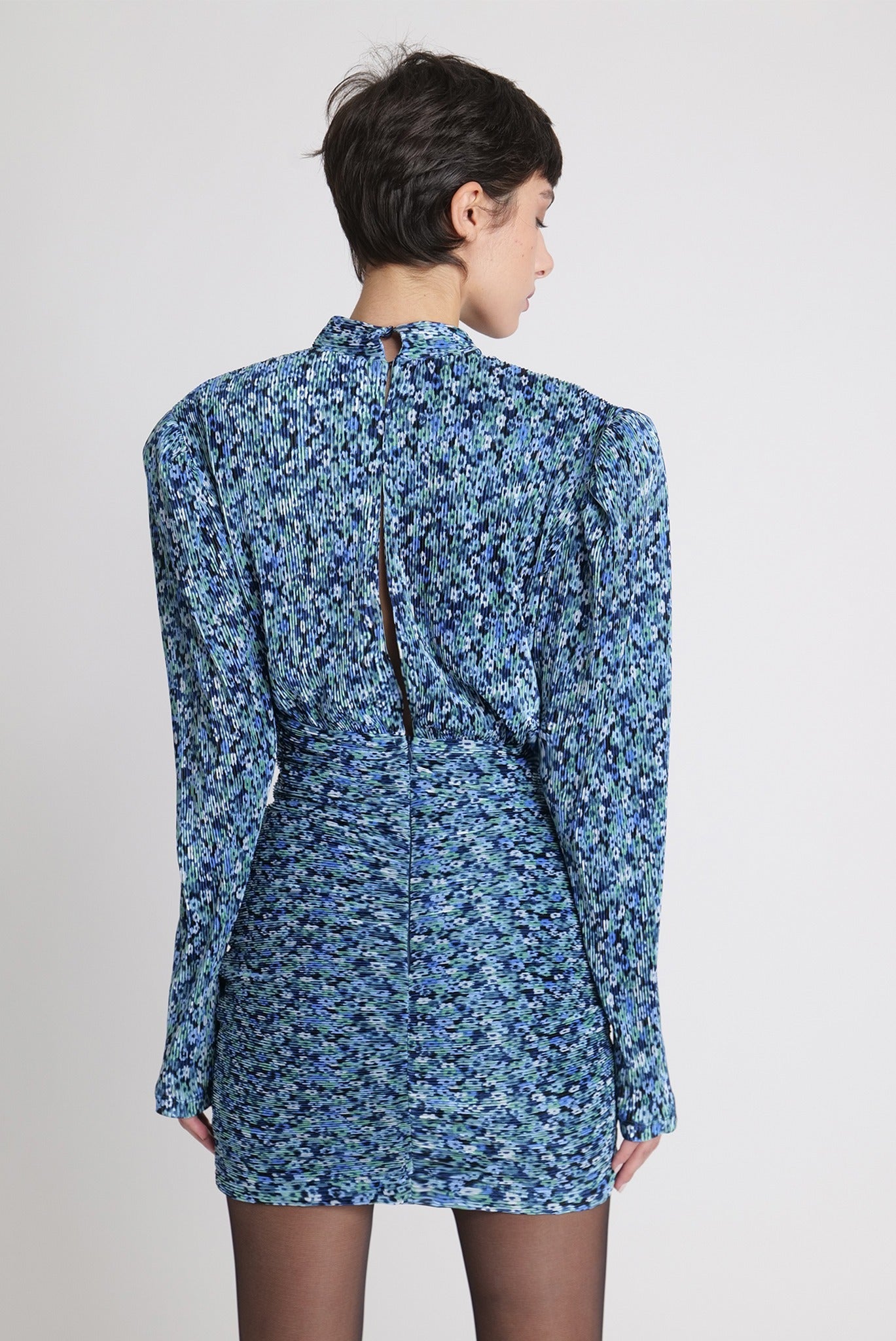 SABINA MUSAYEV - flora_pleated_knit_turquoise_print_fw_23_24