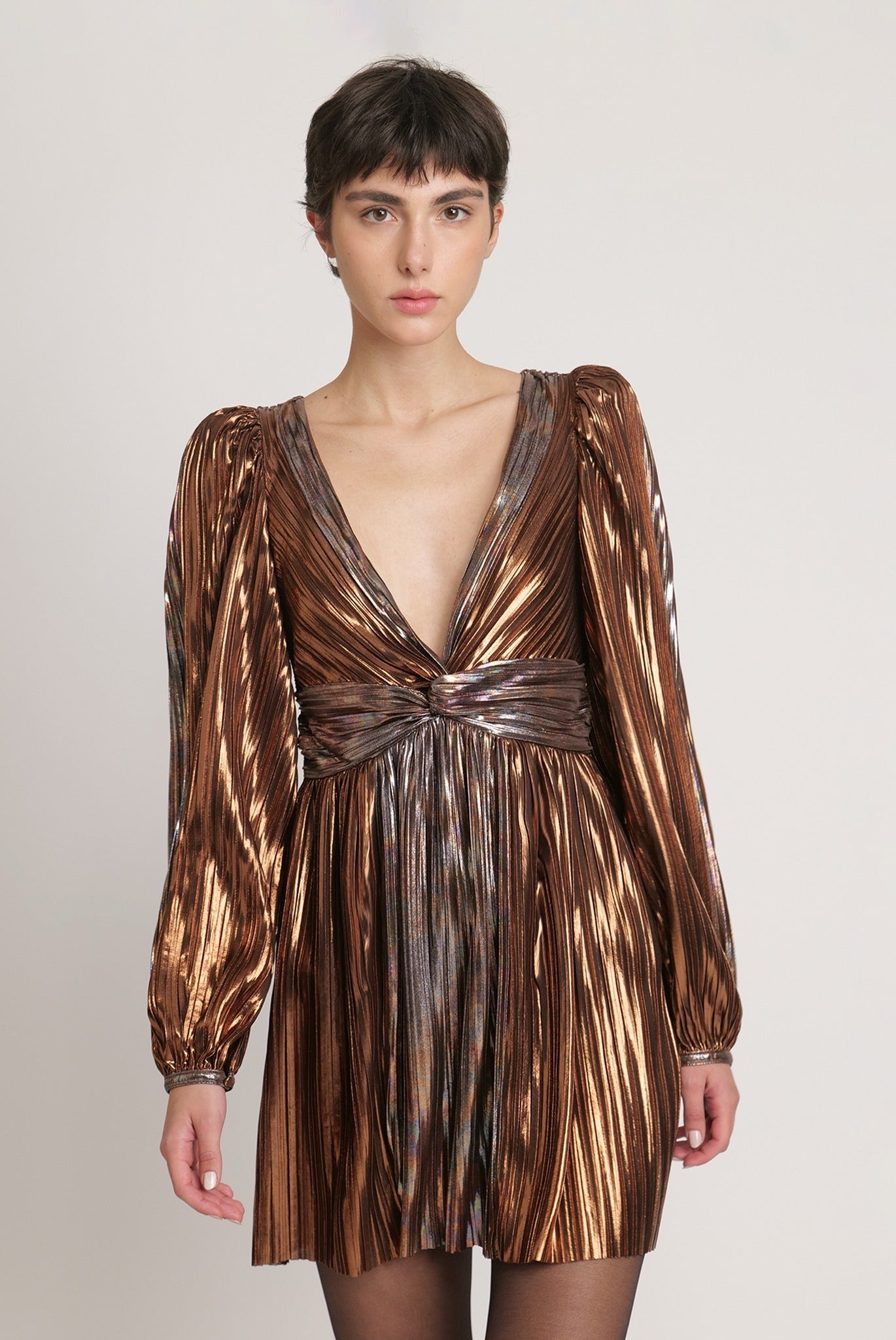 SABINA MUSAYEV - two_tone_pleated_knit_w_foil_bronze_fw_23_24