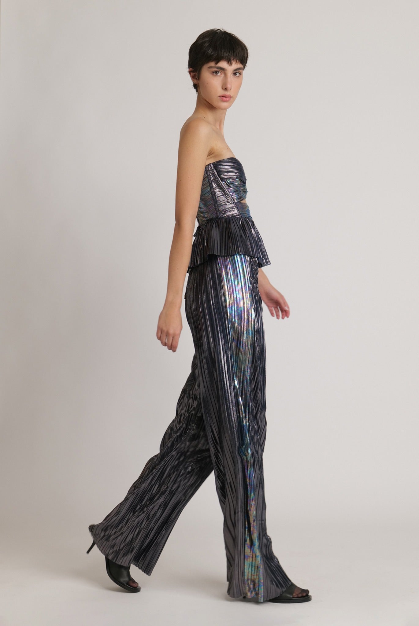 SABINA MUSAYEV - two_tone_pleated_knit_w_foil_dark_silver_fw_23_24