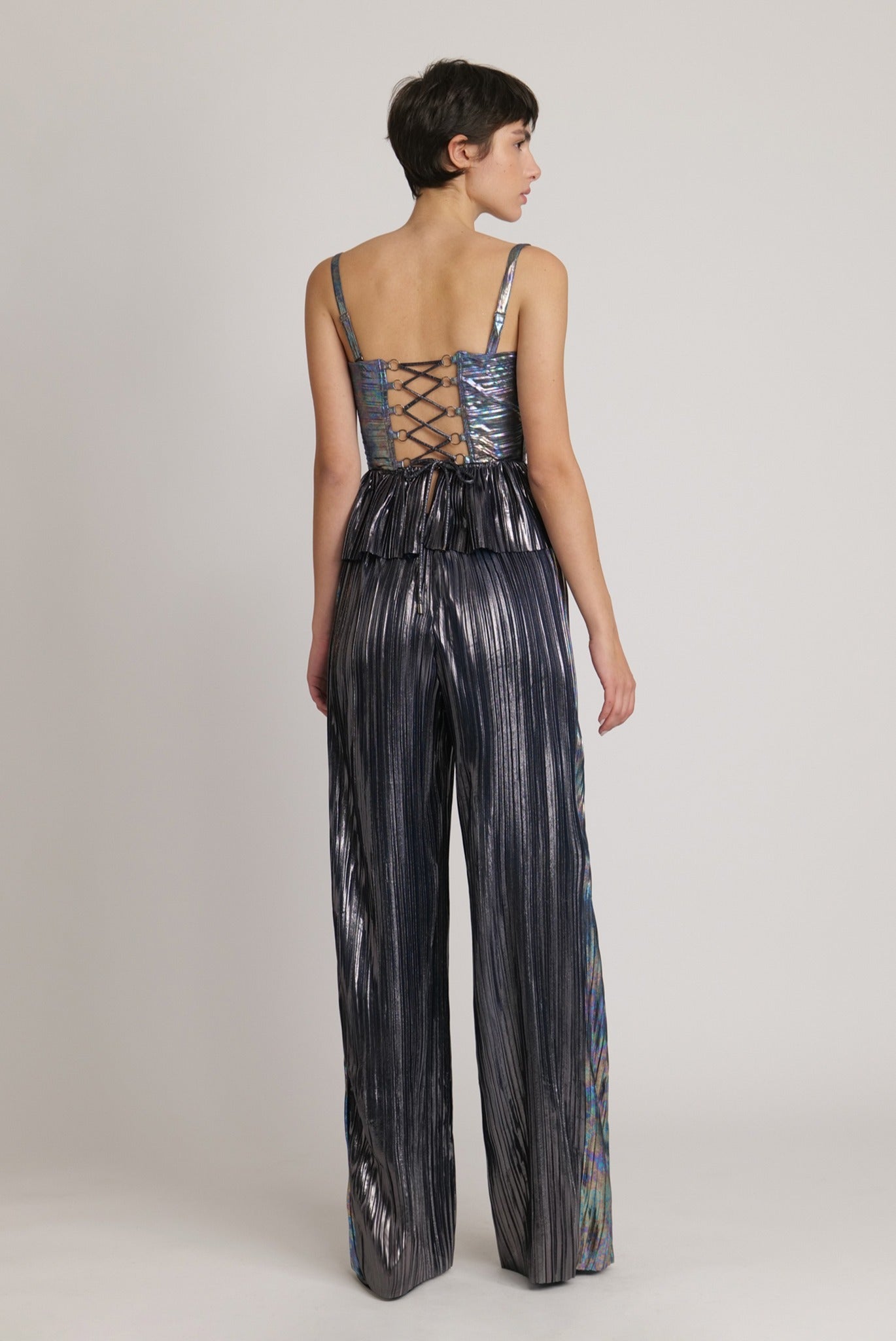 SABINA MUSAYEV - two_tone_pleated_knit_w_foil_dark_silver_fw_23_24