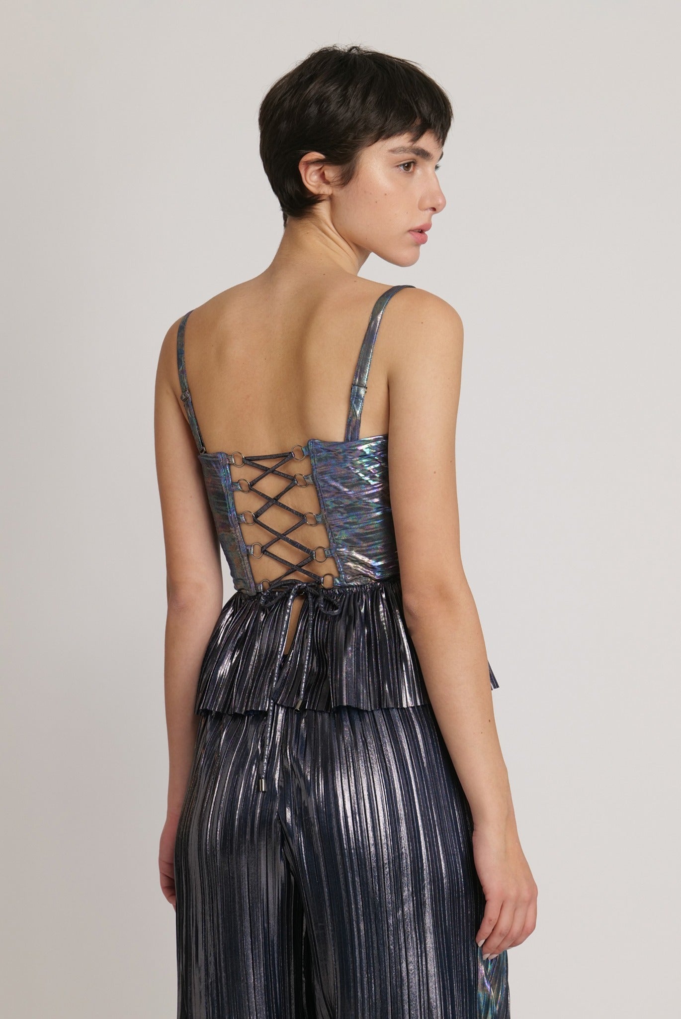 SABINA MUSAYEV - two_tone_pleated_knit_w_foil_dark_silver_fw_23_24