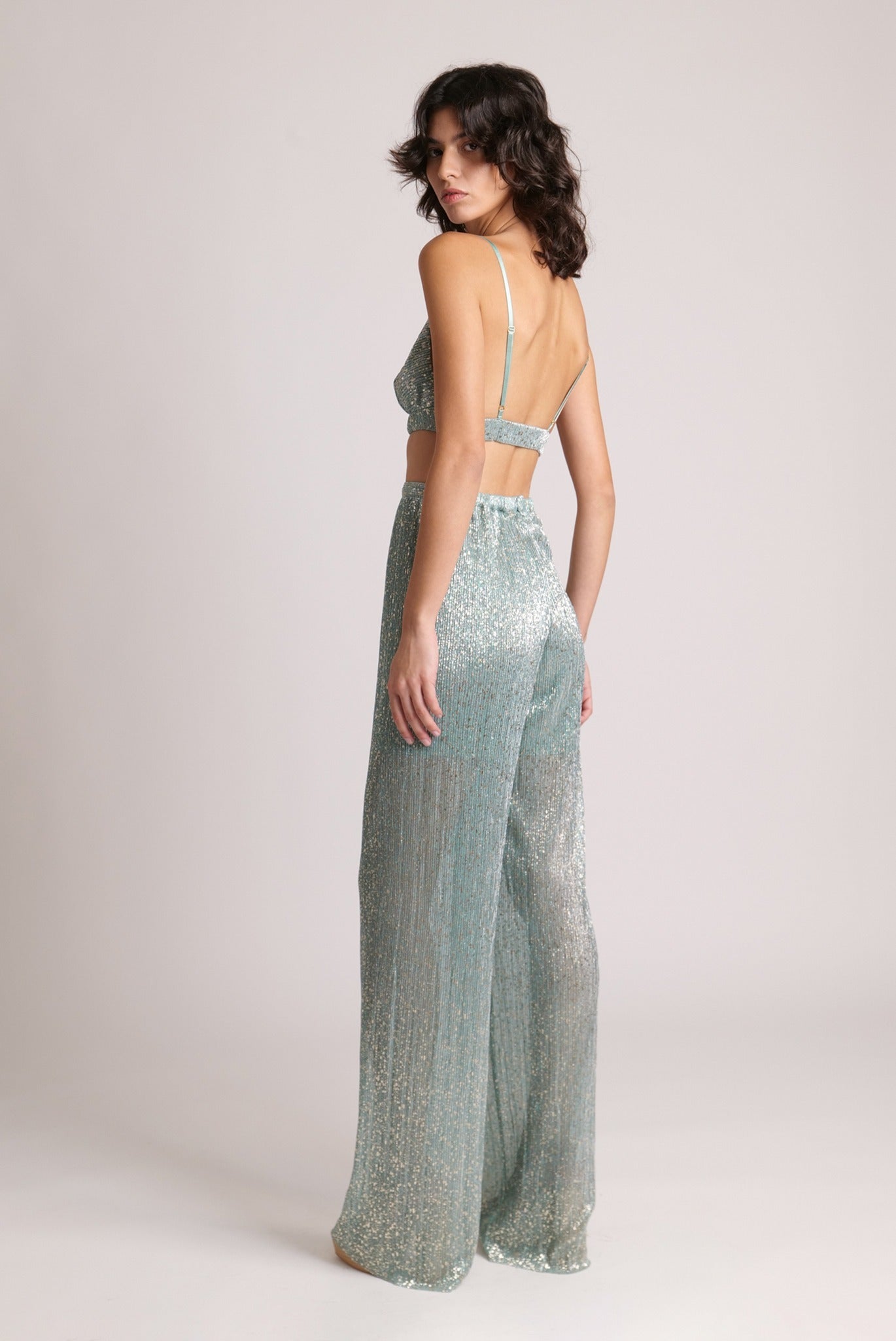 SABINA MUSAYEV - pleated_knit_w_multi_dot_foil_sage_blue