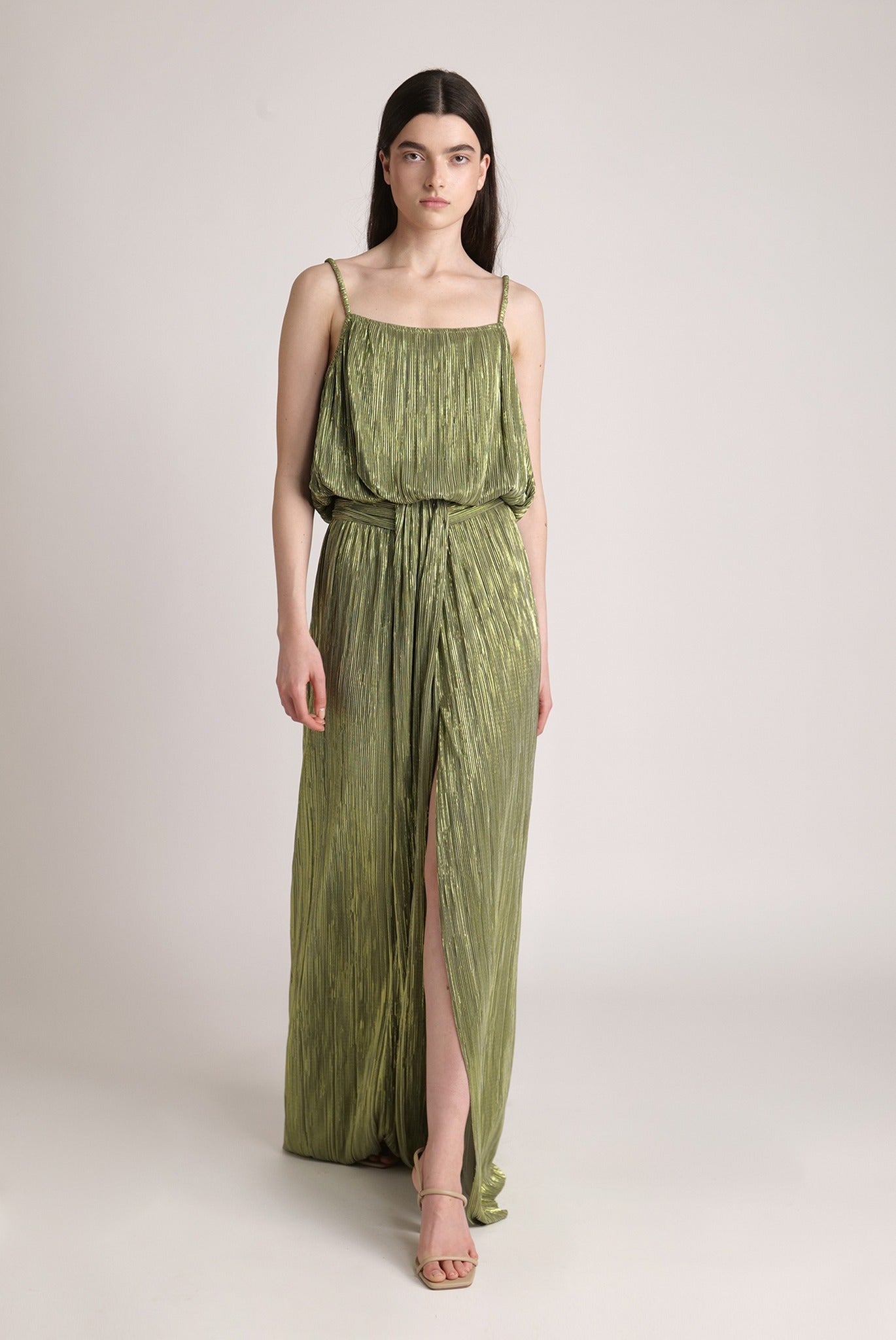 SABINA MUSAYEV - pleated_knit_w_foil_olive_green_spring_24