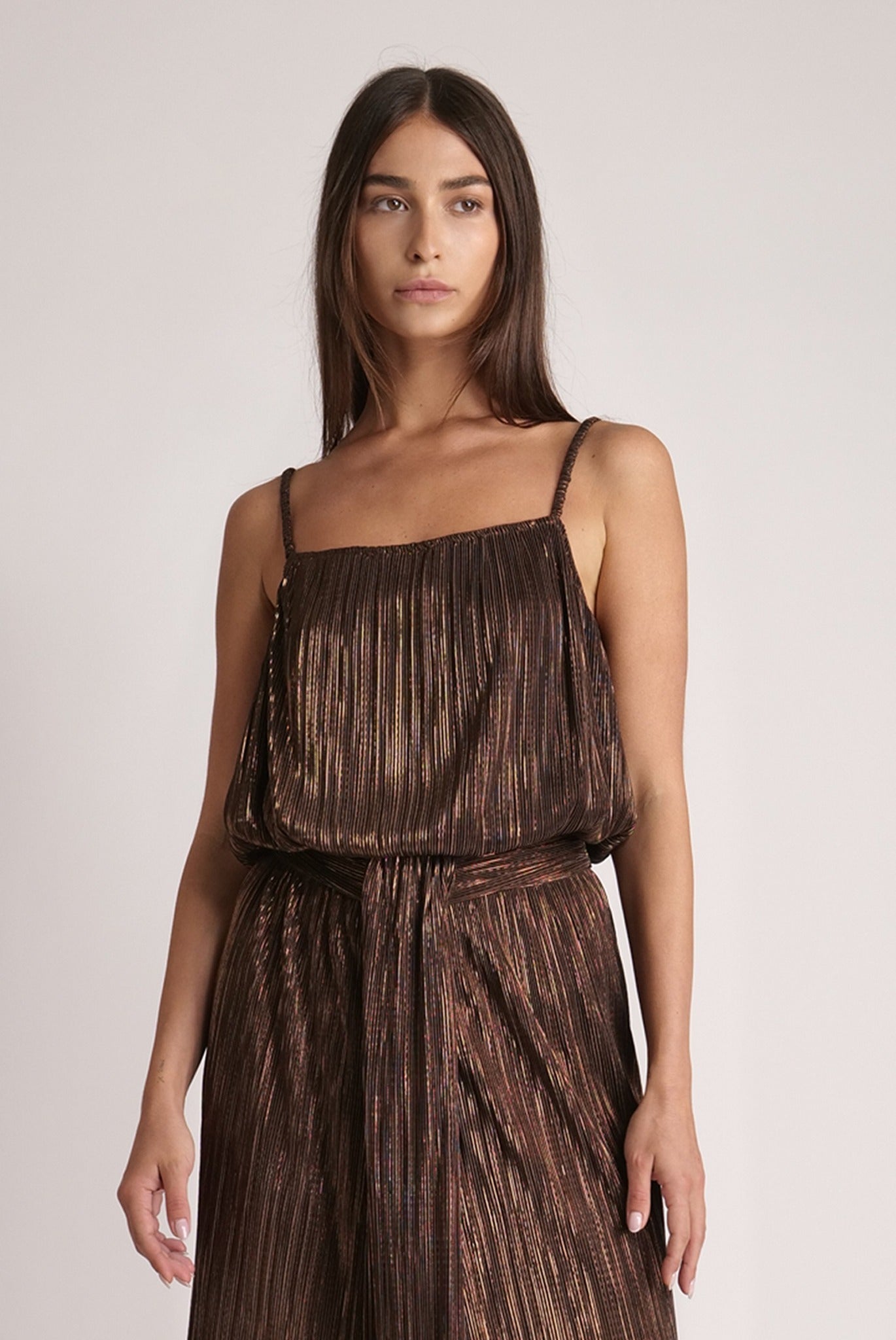 SABINA MUSAYEV - pleated_knit_w_foil_dark_brown_spring_24