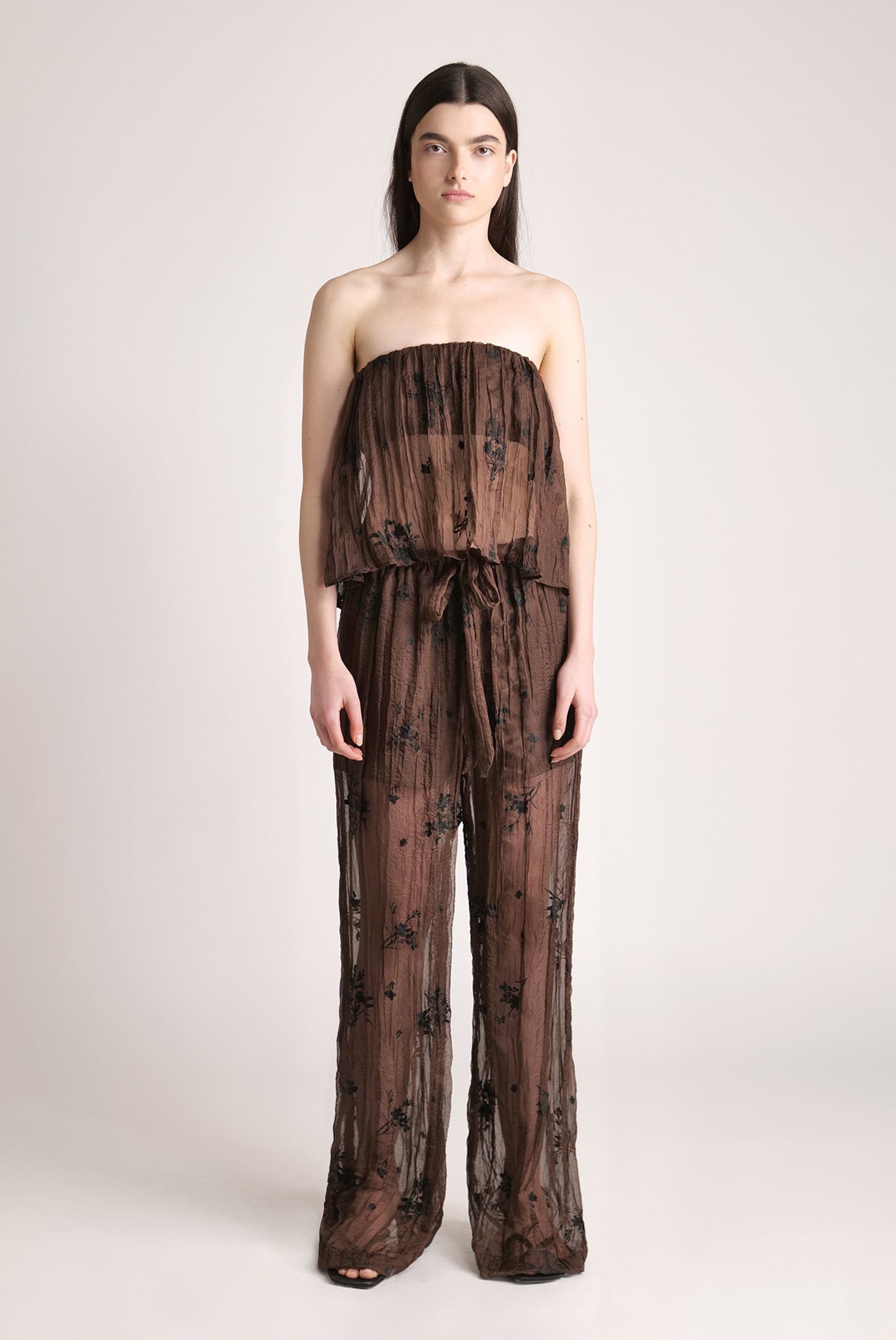 SABINA MUSAYEV - pleated_chiffon_w_embroidery_dark_brown_spring_24