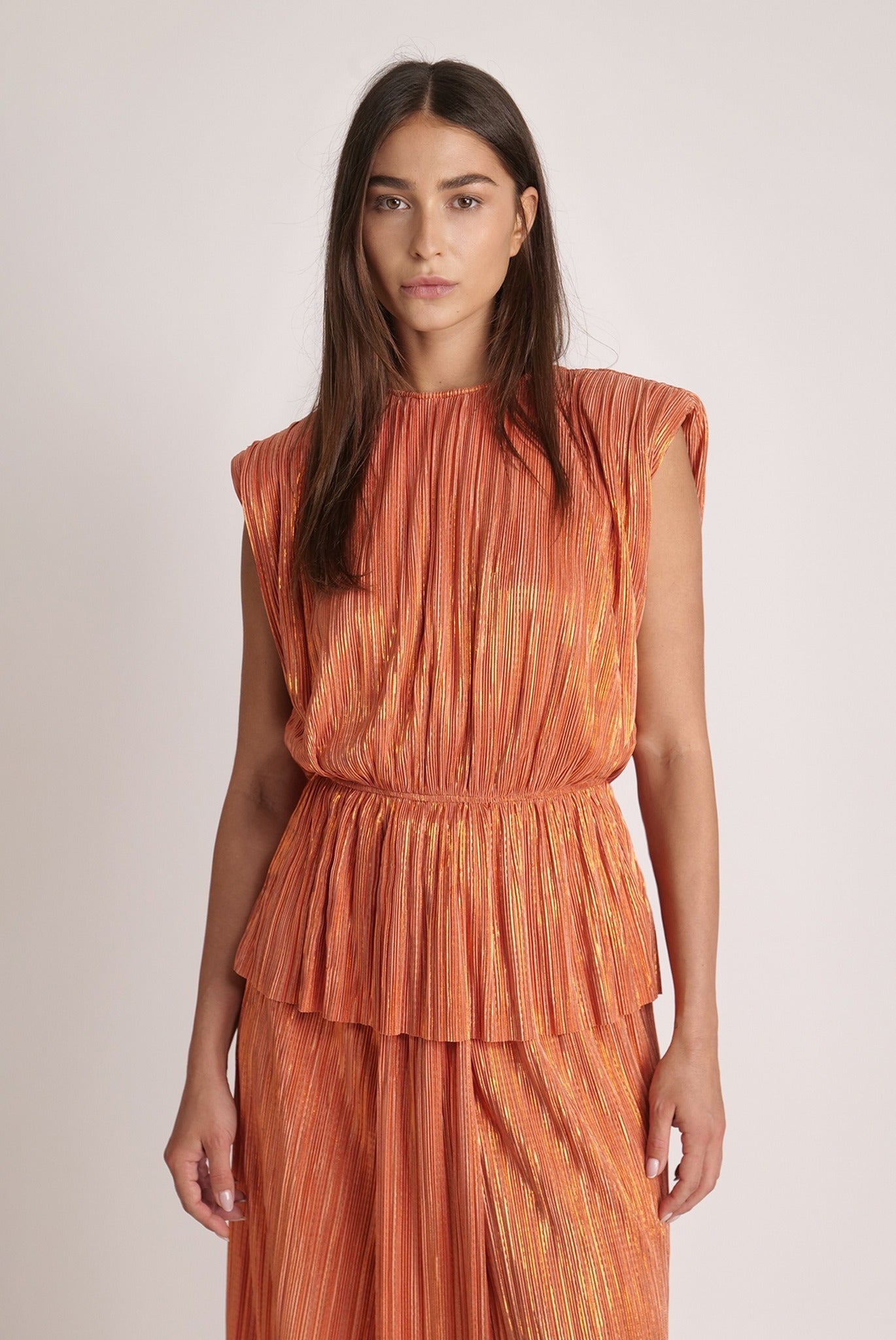 SABINA MUSAYEV - pleated_knit_w_foil_orange_spring_24