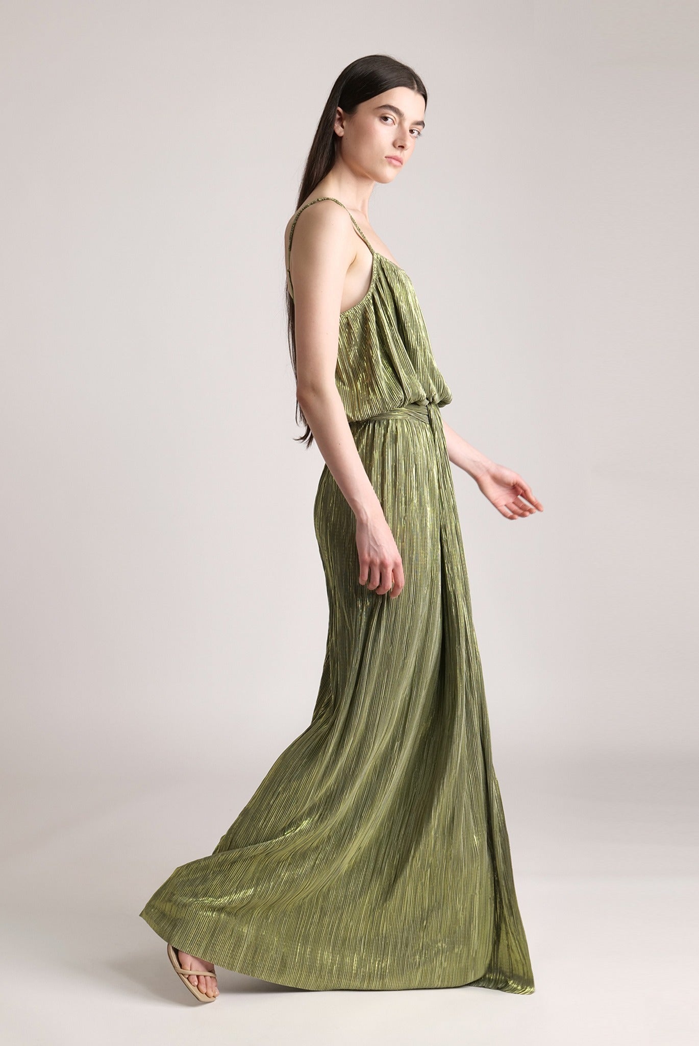 SABINA MUSAYEV - pleated_knit_w_foil_olive_green_spring_24