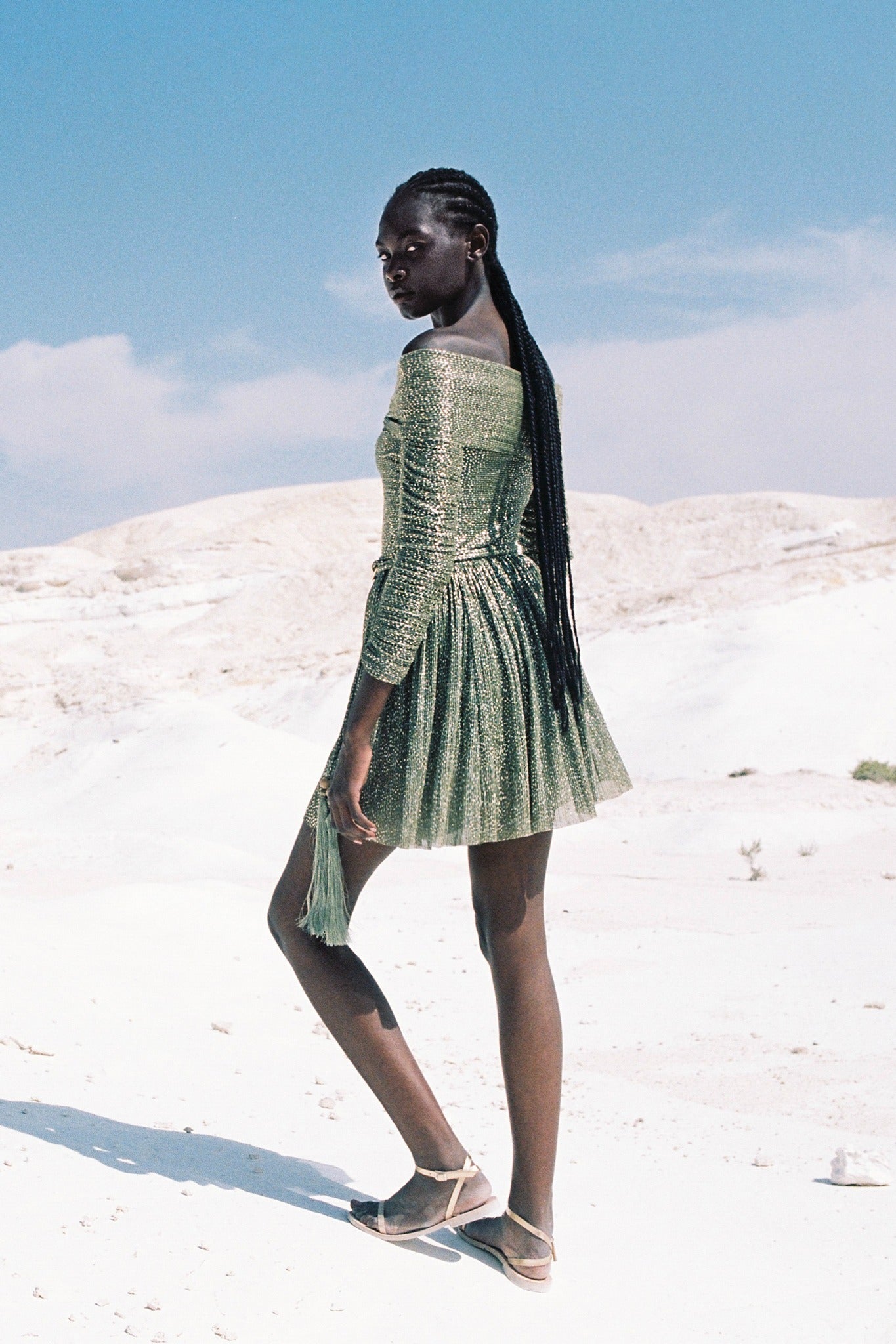 SABINA MUSAYEV - pleated_knit_w_speckled_foil_olive_green_summer_24