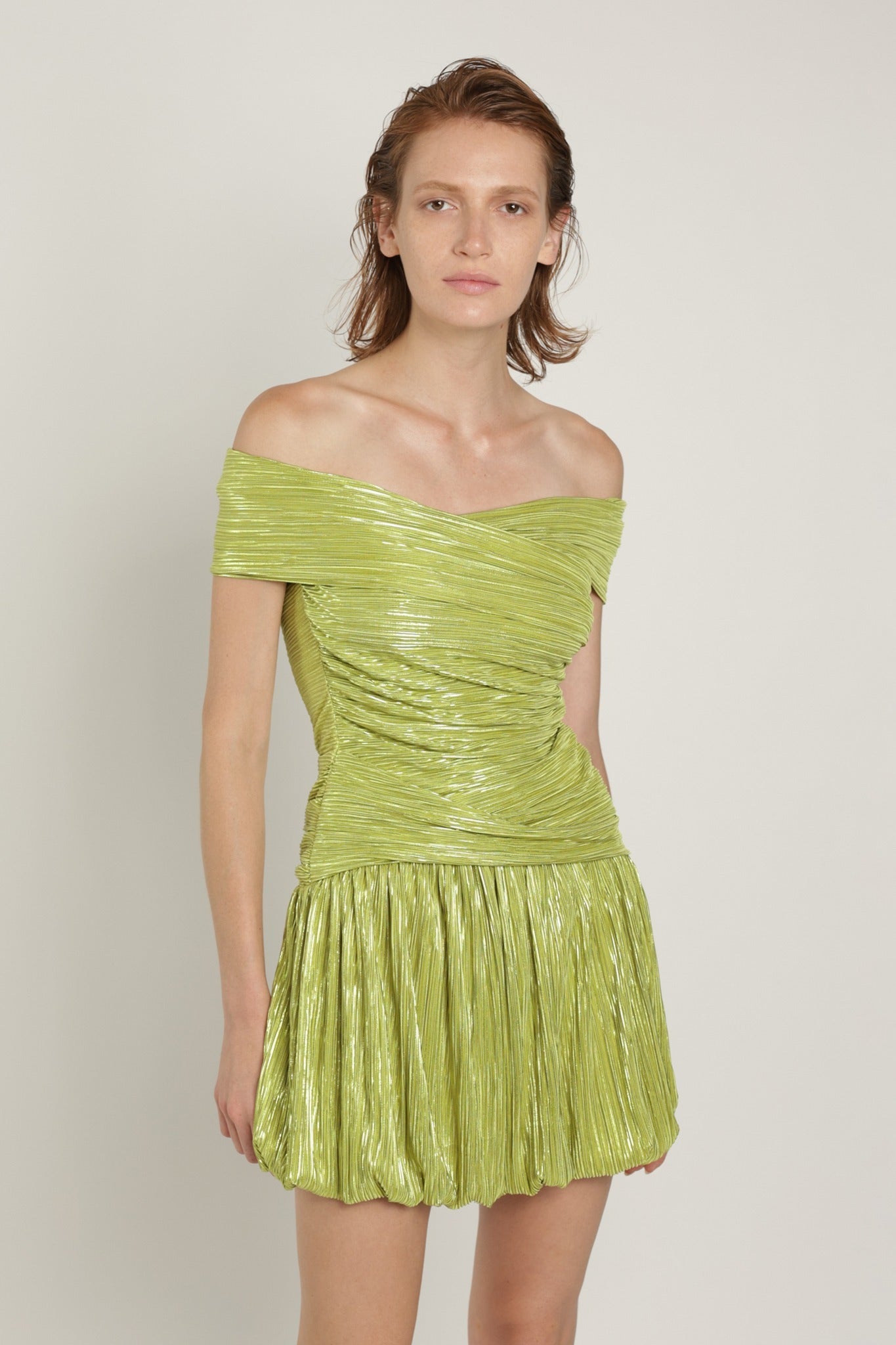 SABINA MUSAYEV - pleated_knit_w_foil_lime_green_summer_24