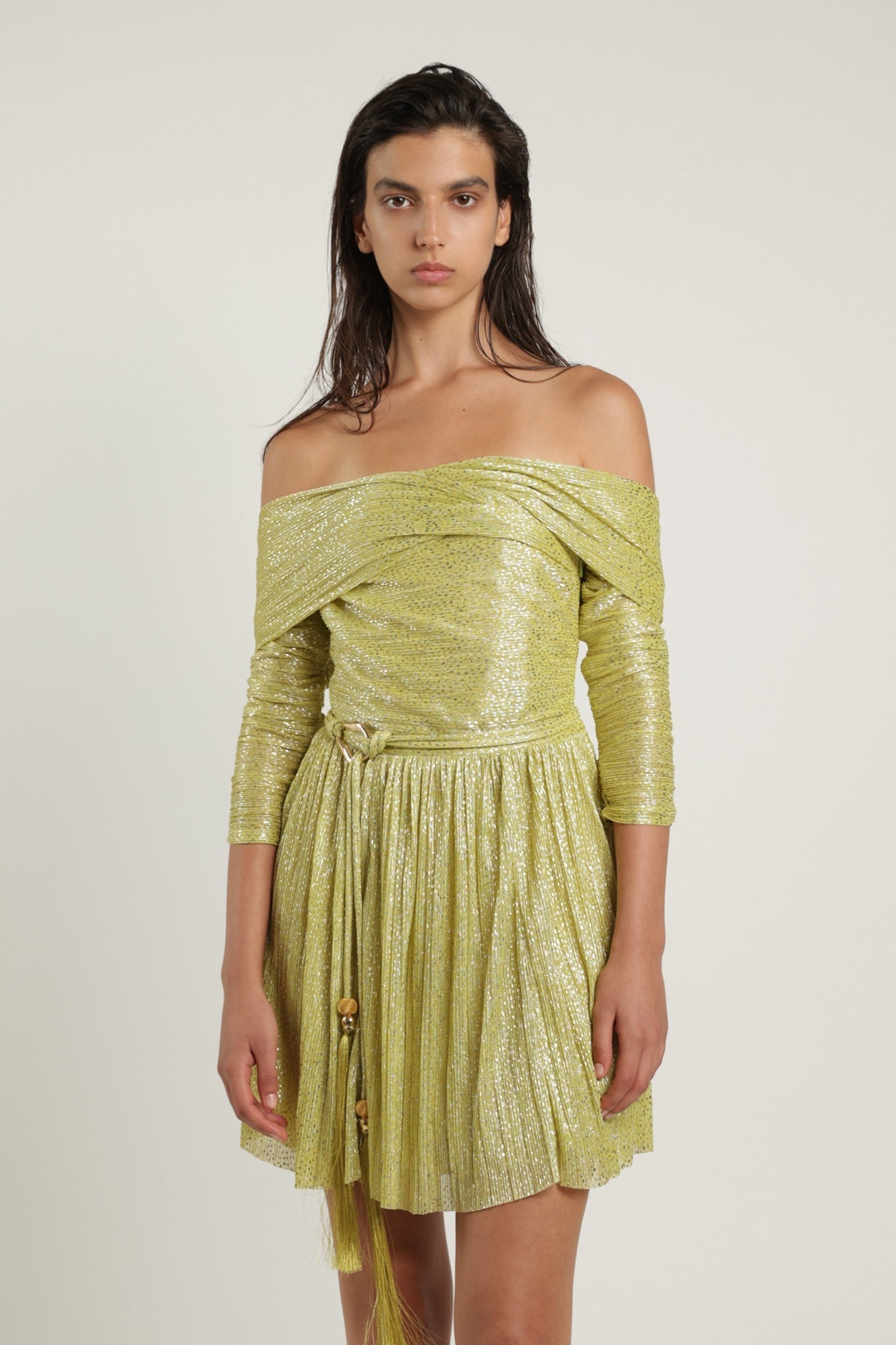 SABINA MUSAYEV - pleated_knit_w_speckled_foil_sunny_lime_summer_24