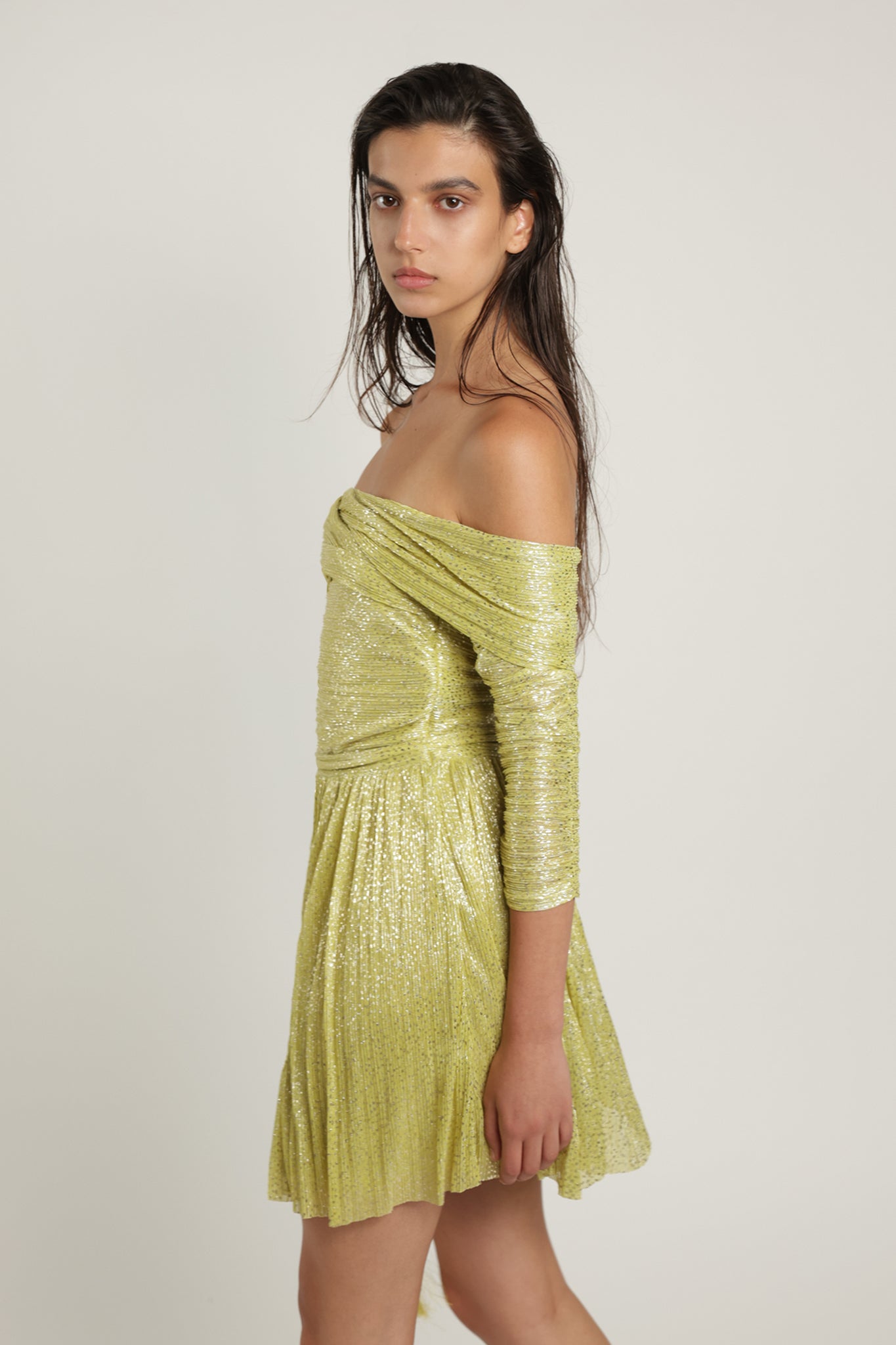 SABINA MUSAYEV - pleated_knit_w_speckled_foil_sunny_lime_summer_24