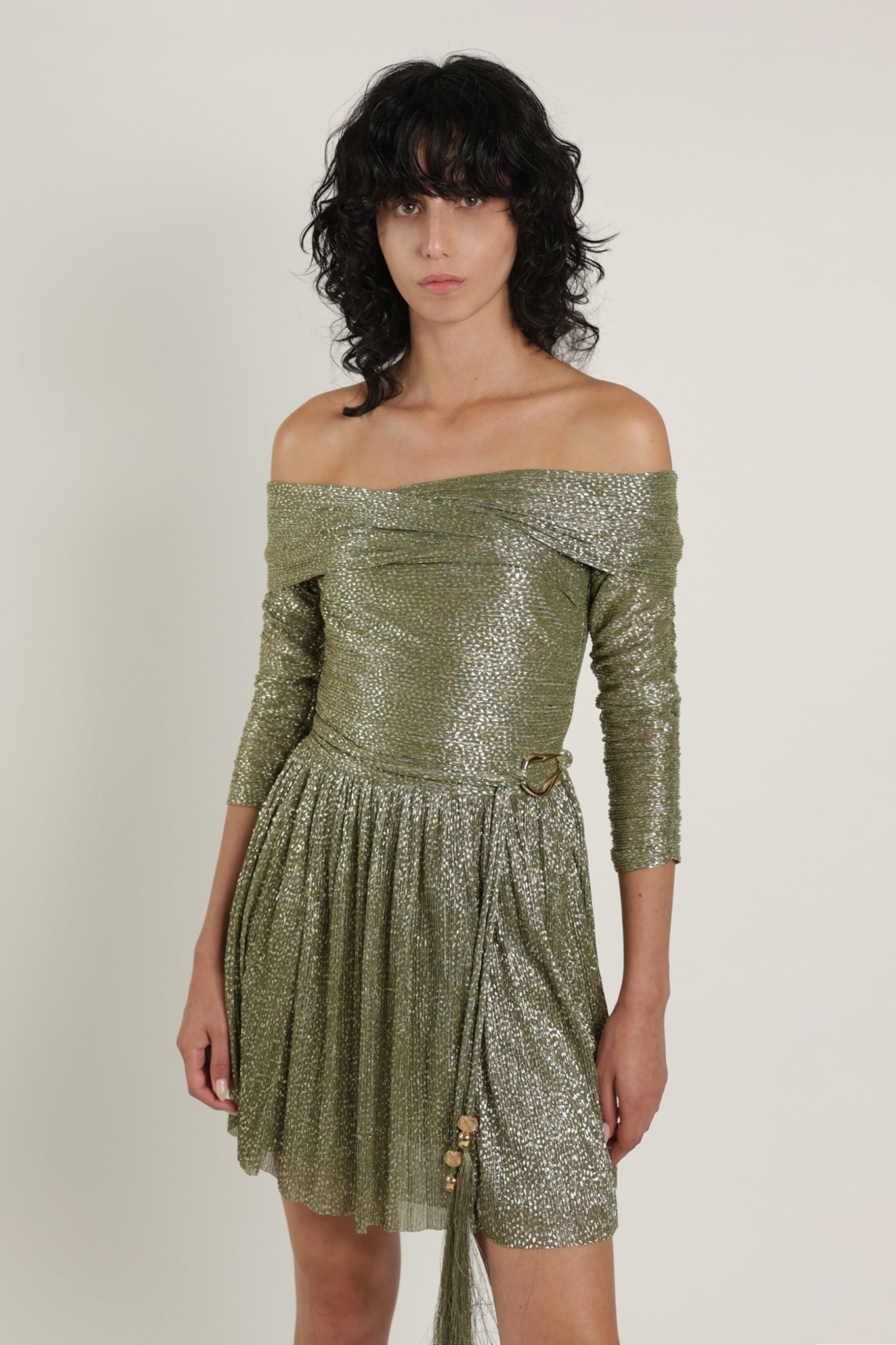 SABINA MUSAYEV - pleated_knit_w_speckled_foil_olive_green_summer_24