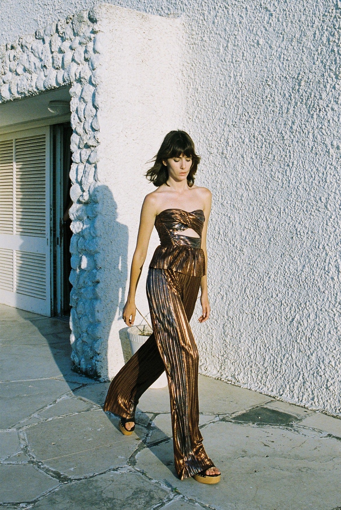 SABINA MUSAYEV - two_tone_pleated_knit_w_foil_bronze_fw_23_24