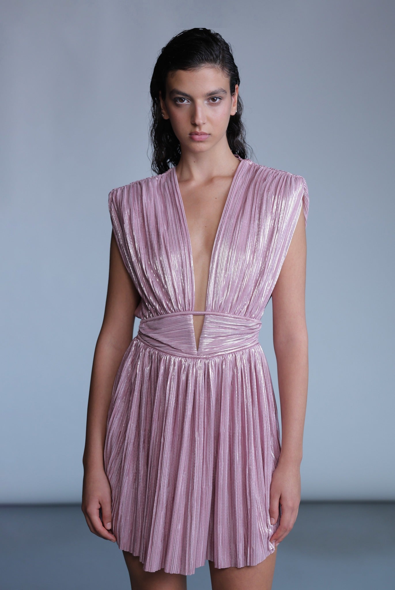 SABINA MUSAYEV - pleated_knit_w_foil_dusty_rose_pre_fall_24_25