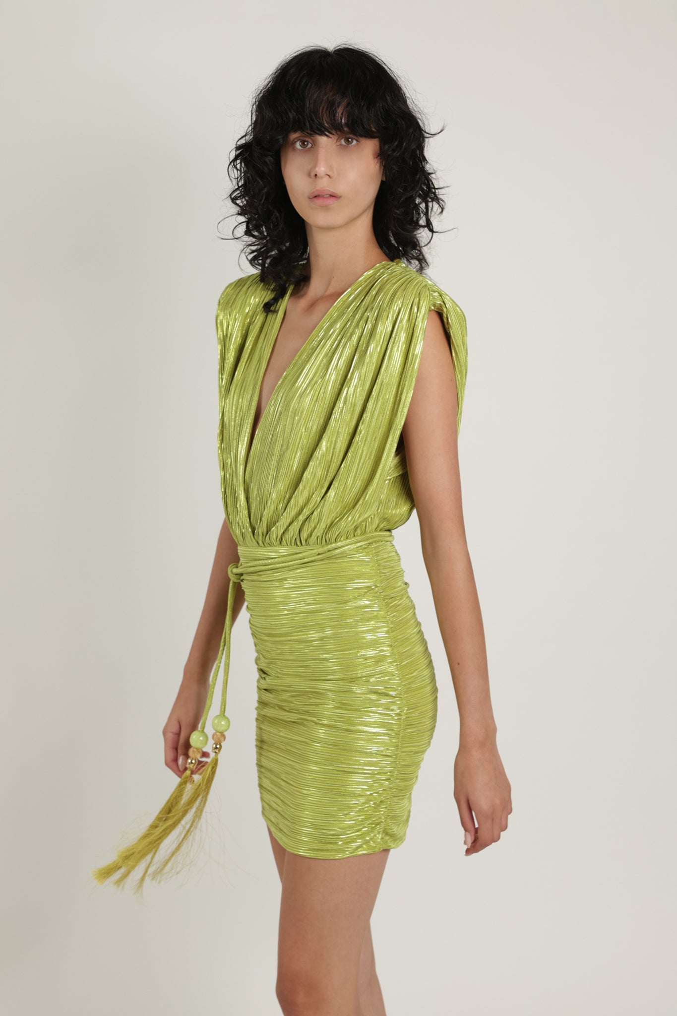 SABINA MUSAYEV - pleated_knit_w_foil_lime_green_summer_24