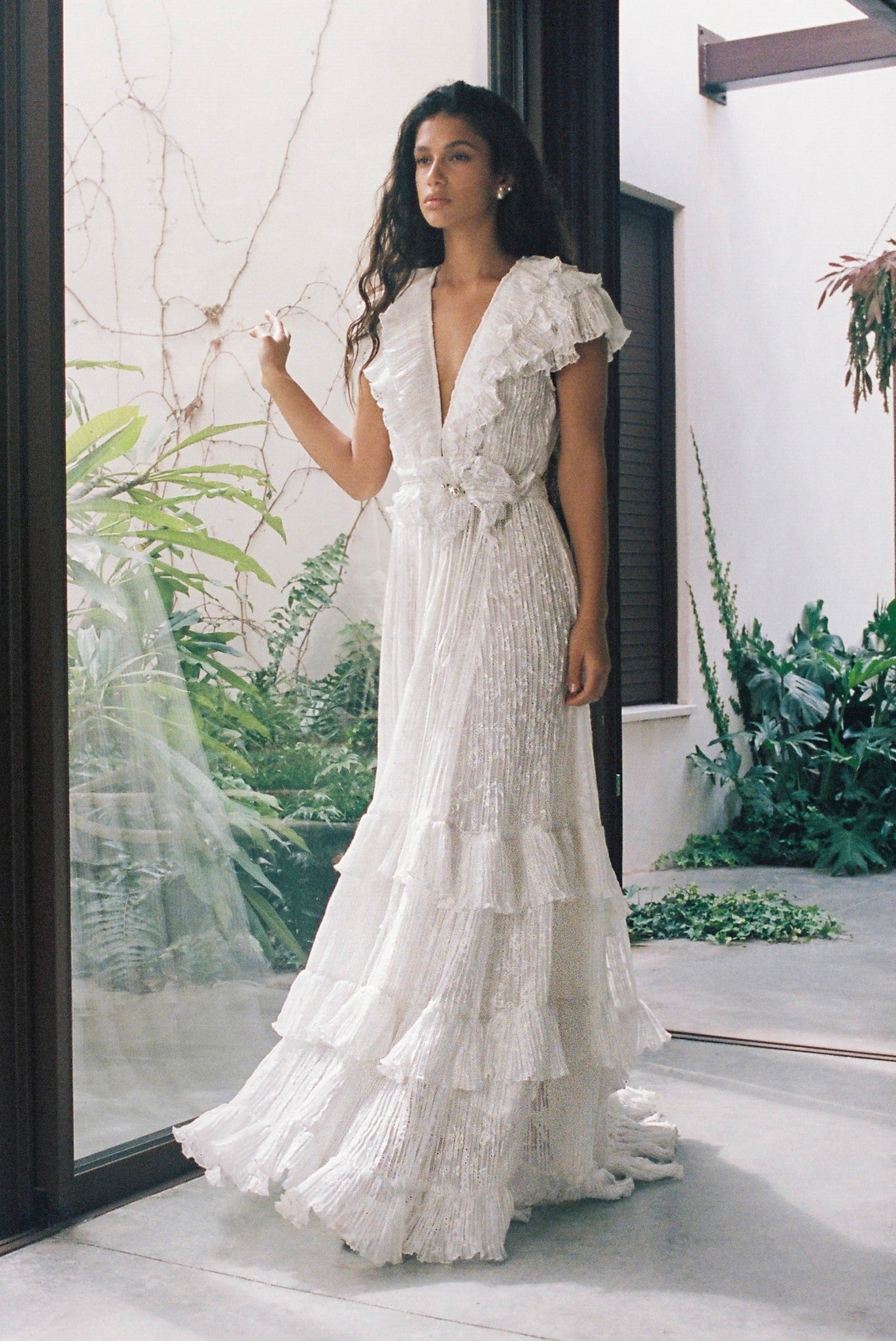 SABINA MUSAYEV - pleated_chiffon_w_eyelet_embroidery_white_bridal_ss_24