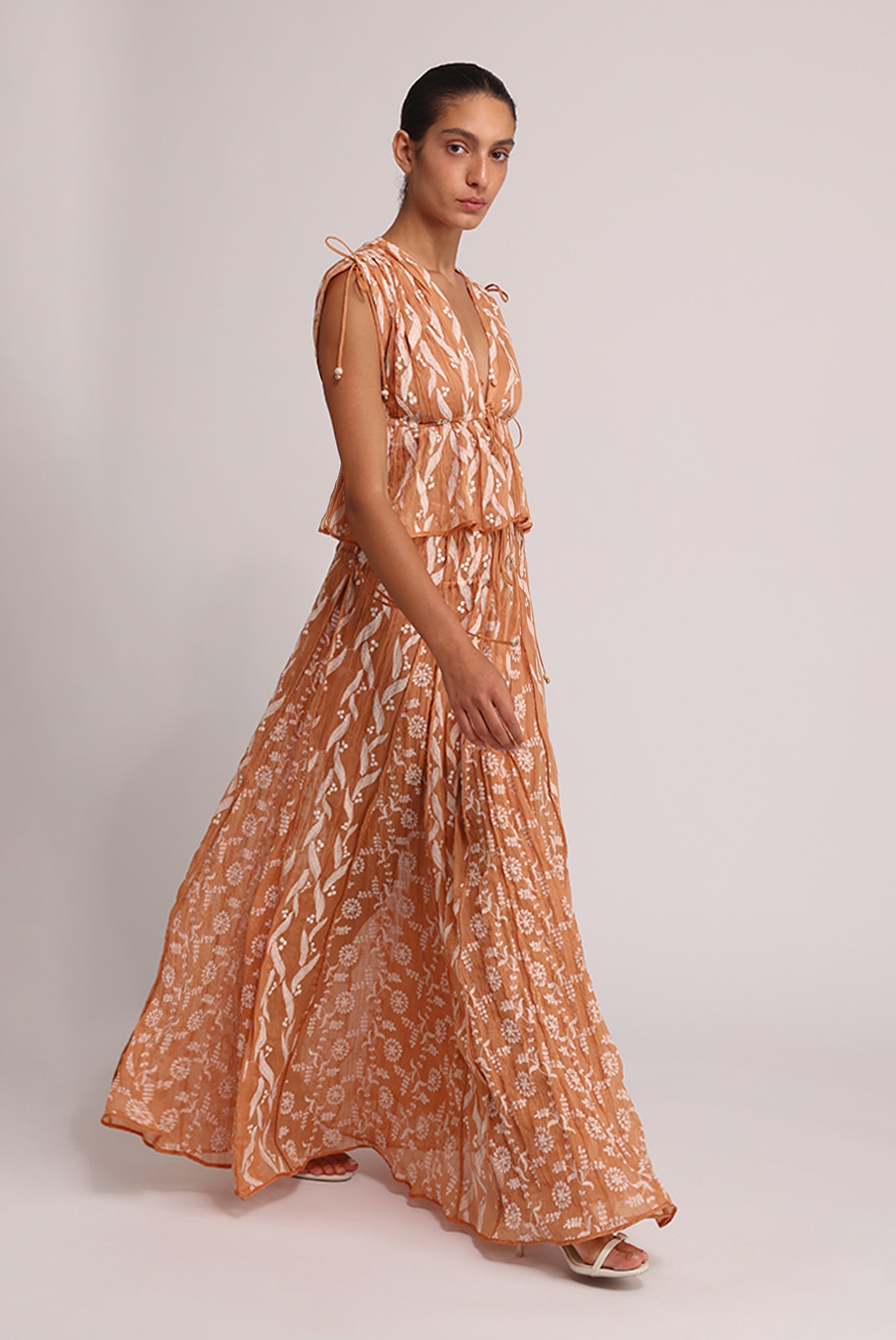 SABINA MUSAYEV - pleated_chiffon_w_emb_terracotta_summer_25