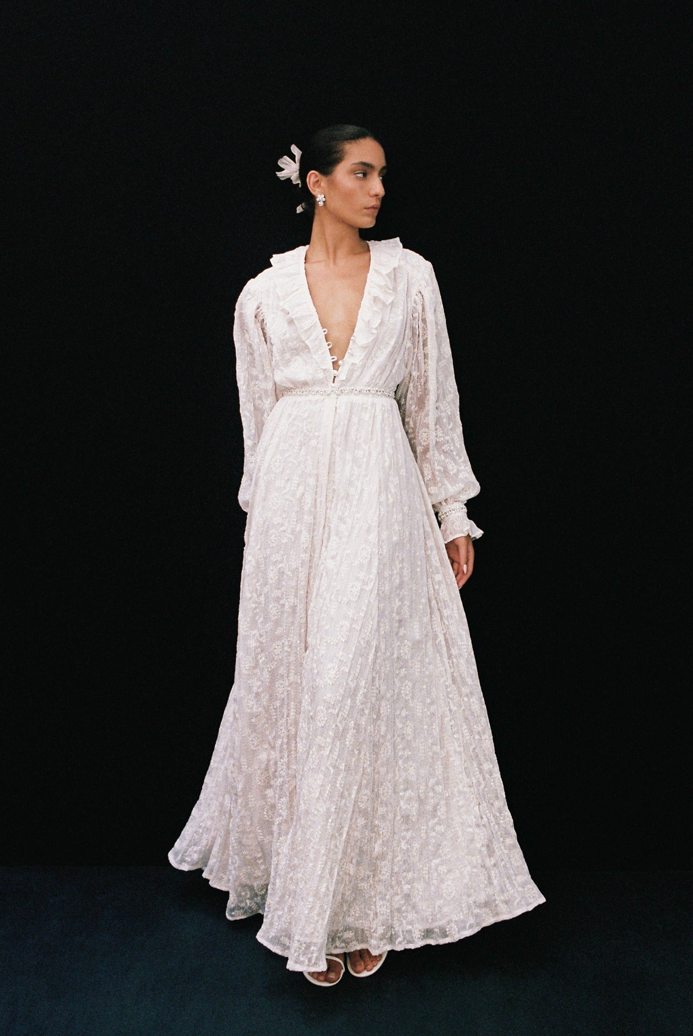 SABINA MUSAYEV - pleated_chiffon_w._floral_emb_ivory_bridal_25