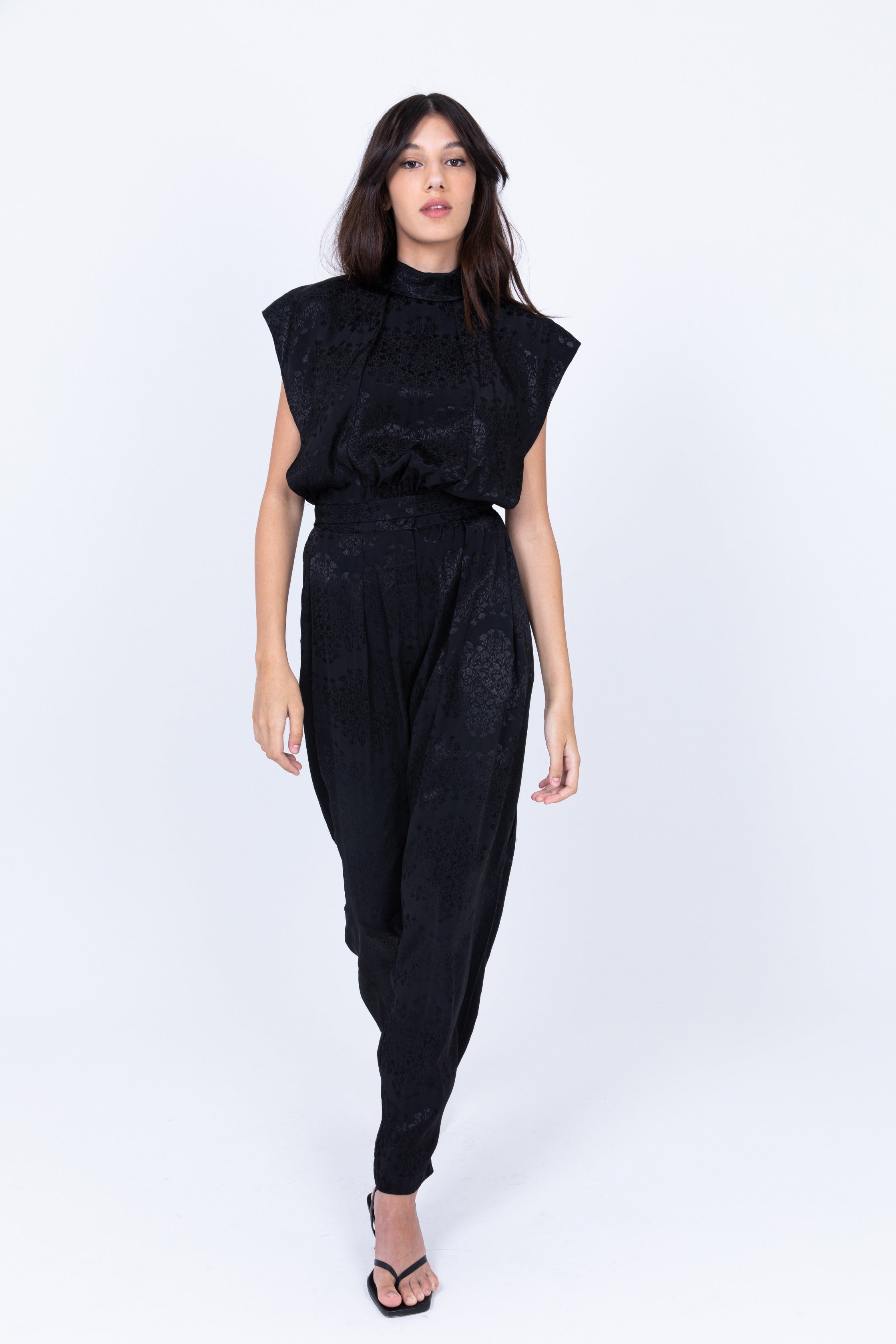 SABINA MUSAYEV - black_satin_viscose_with_floral_stripes