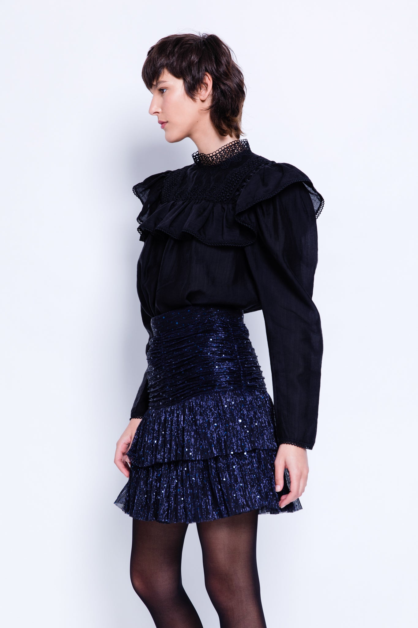 SABINA MUSAYEV - pleated_lurex_knit_with_sequins_navy